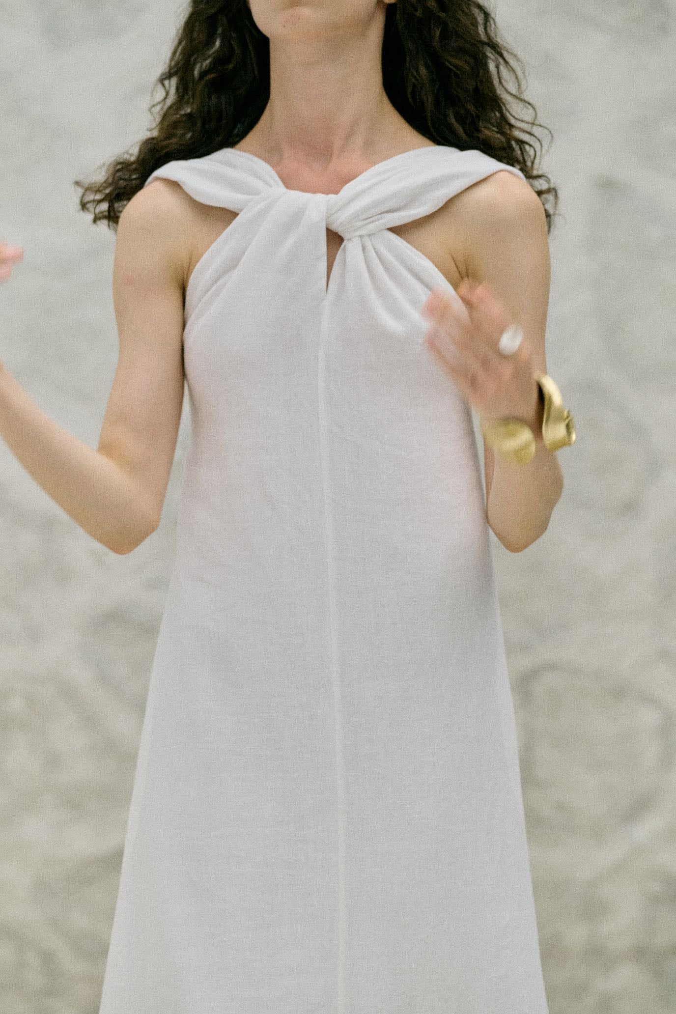 Cross Halter Neck Mid-Length Dress