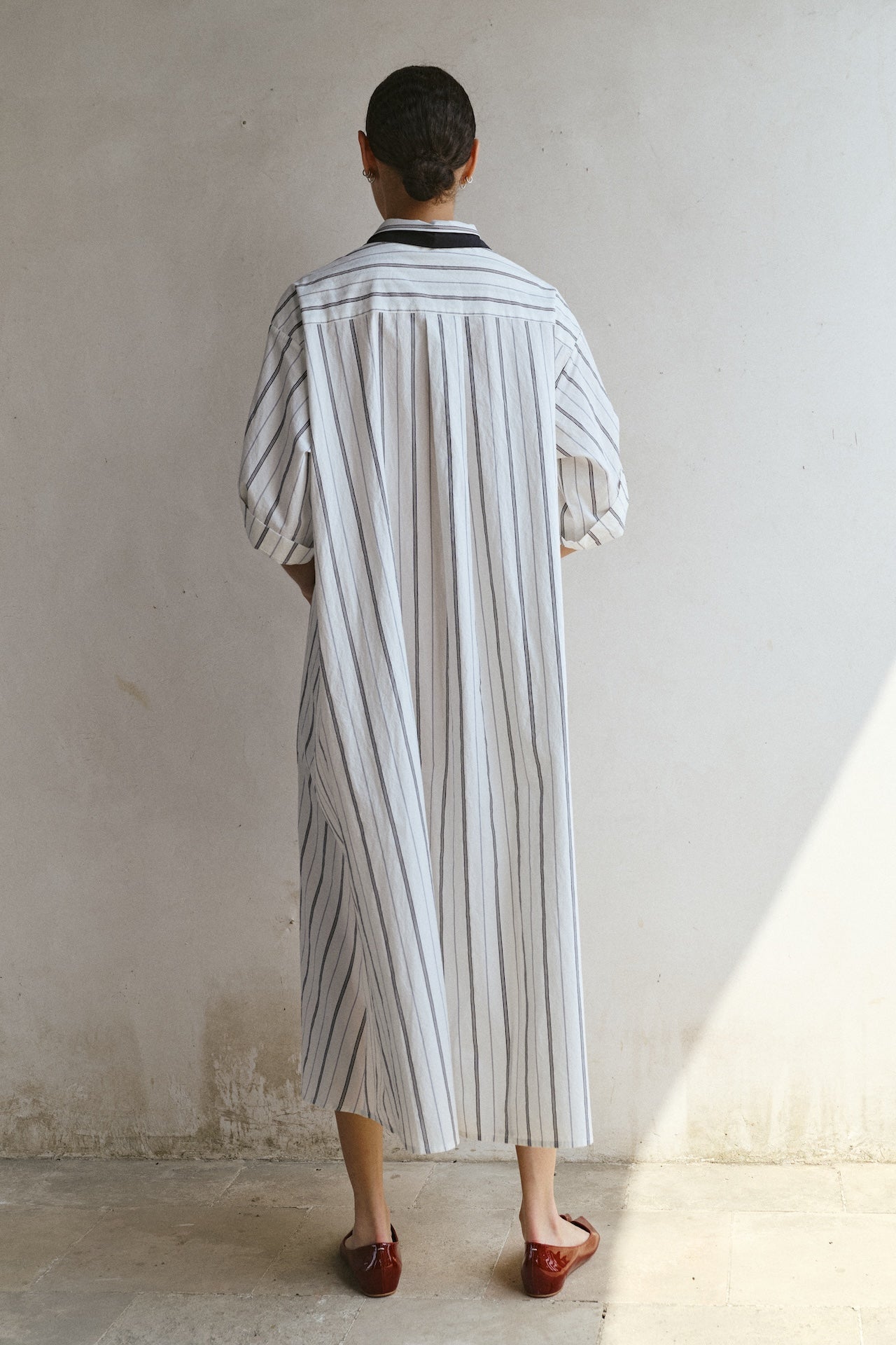 Striped Short Sleeve Shirt Dress