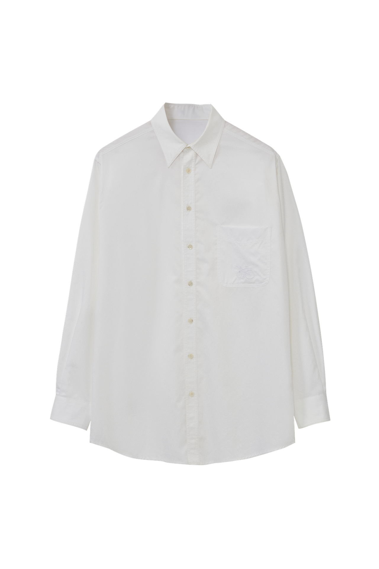 Embroidered Unisex Loose Mid-Length White Shirt