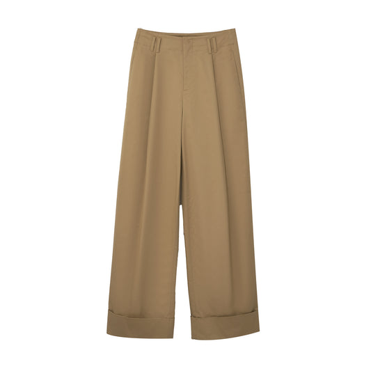 Bony Cotton Pleated Straight-leg Pants