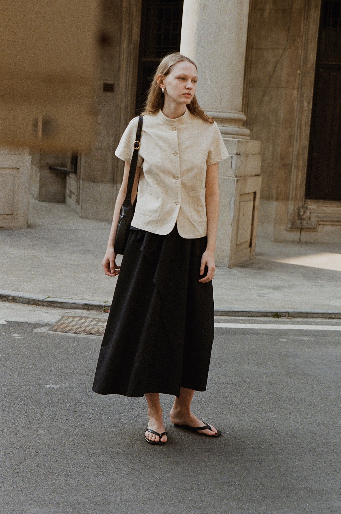 Linen&Cotton Blend Short-sleeved Shirt