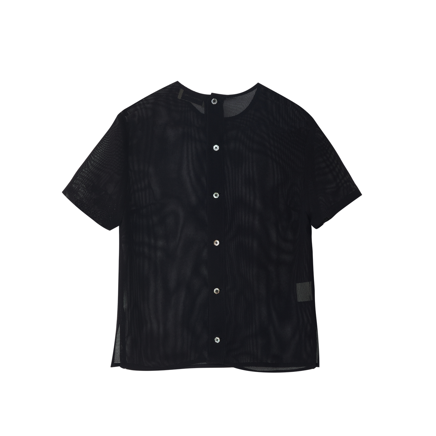 Reversible Sheer Mesh Layering Short-Sleeve Top