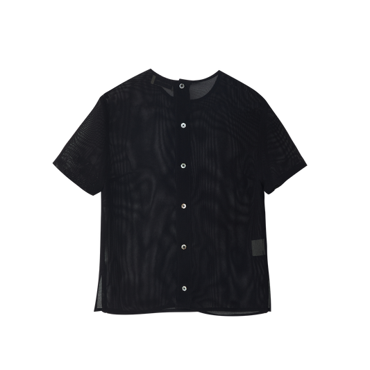 Reversible Sheer Mesh Layering Short-Sleeve Top