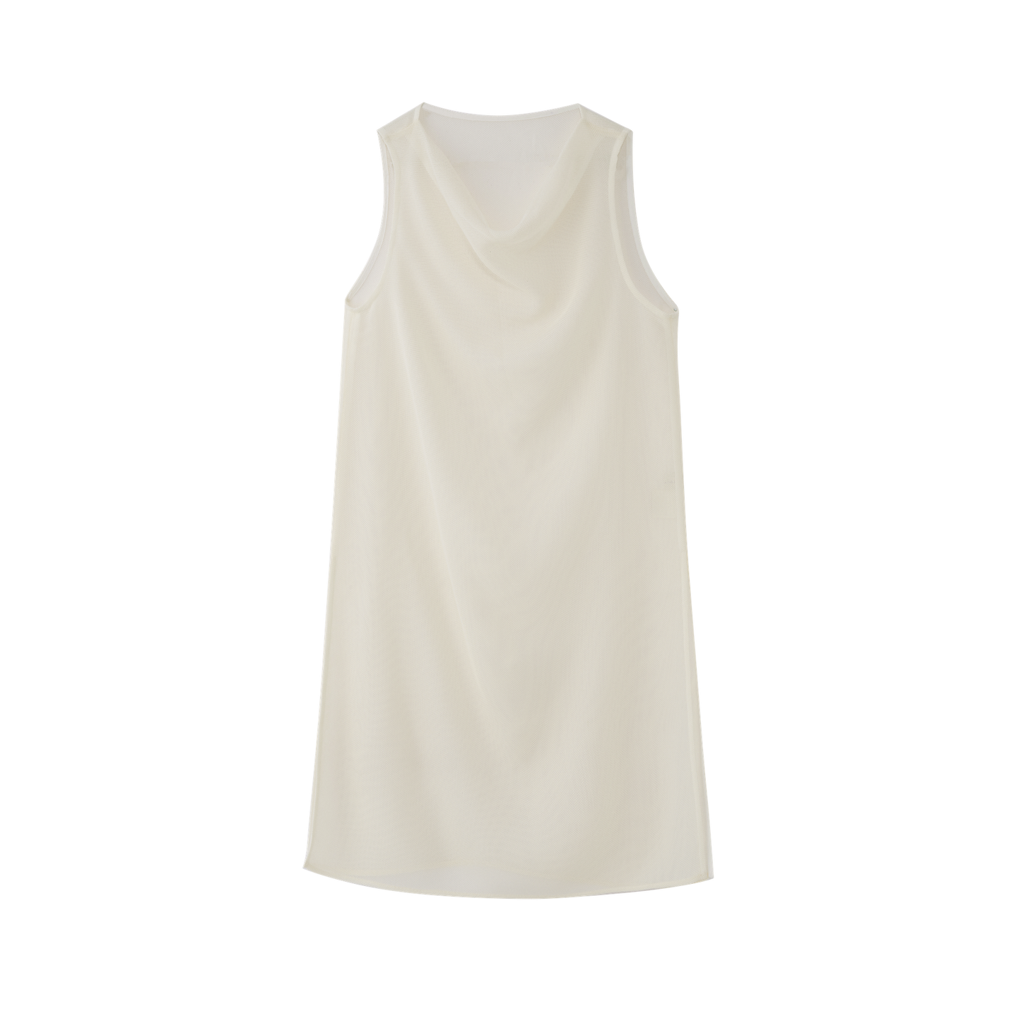 Draped Neck Sleeveless Longline Sheer Layering Top