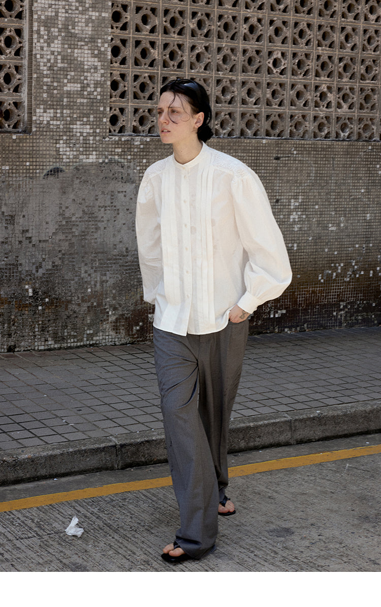 Long Sleeve Cotton-Linen Blend Embroidered Shirt(PRE-ORDER)