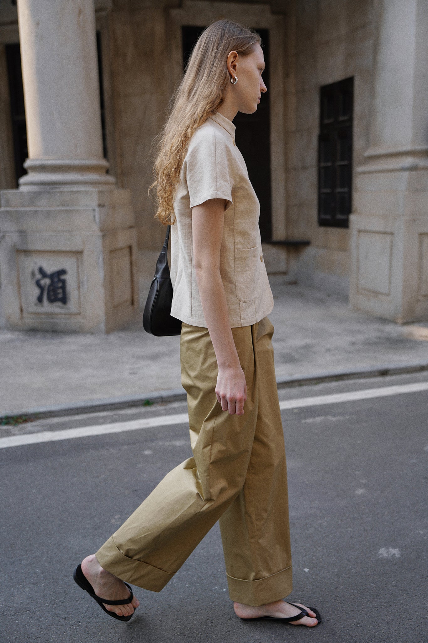 Bony Cotton Pleated Straight-leg Pants