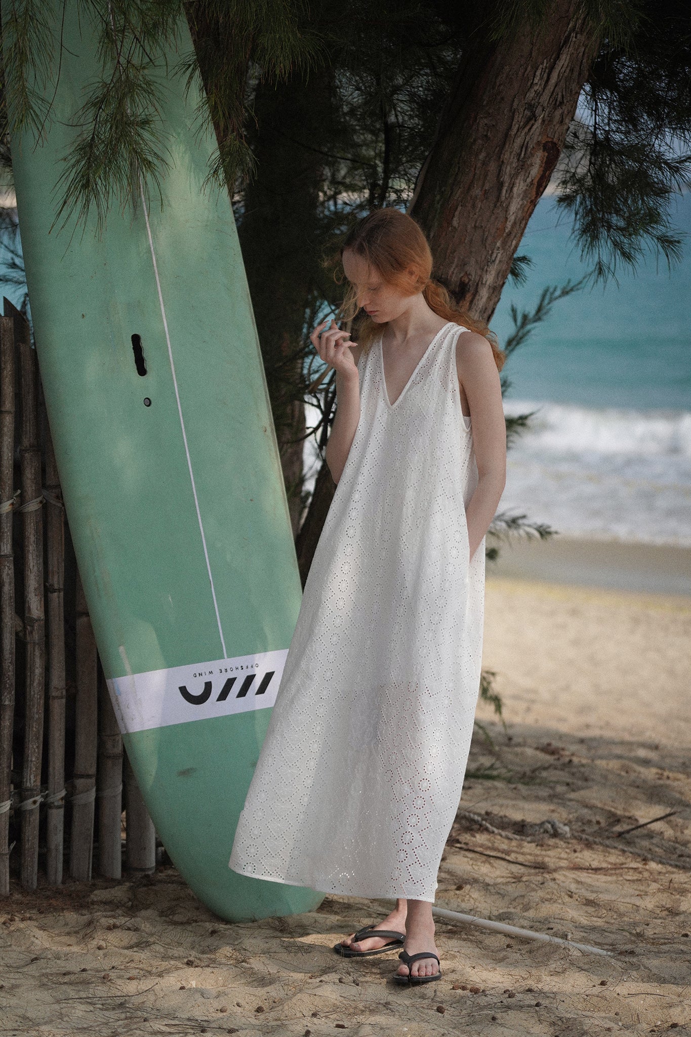 Cotton Embroidered Jacquard V-Neck Sleeveless Dress (PRE-ORDER) LEONORAYANG Cotton Embroidered Jacquard V-Neck Sleeveless Dress (PRE-ORDER) LEONORAYANG