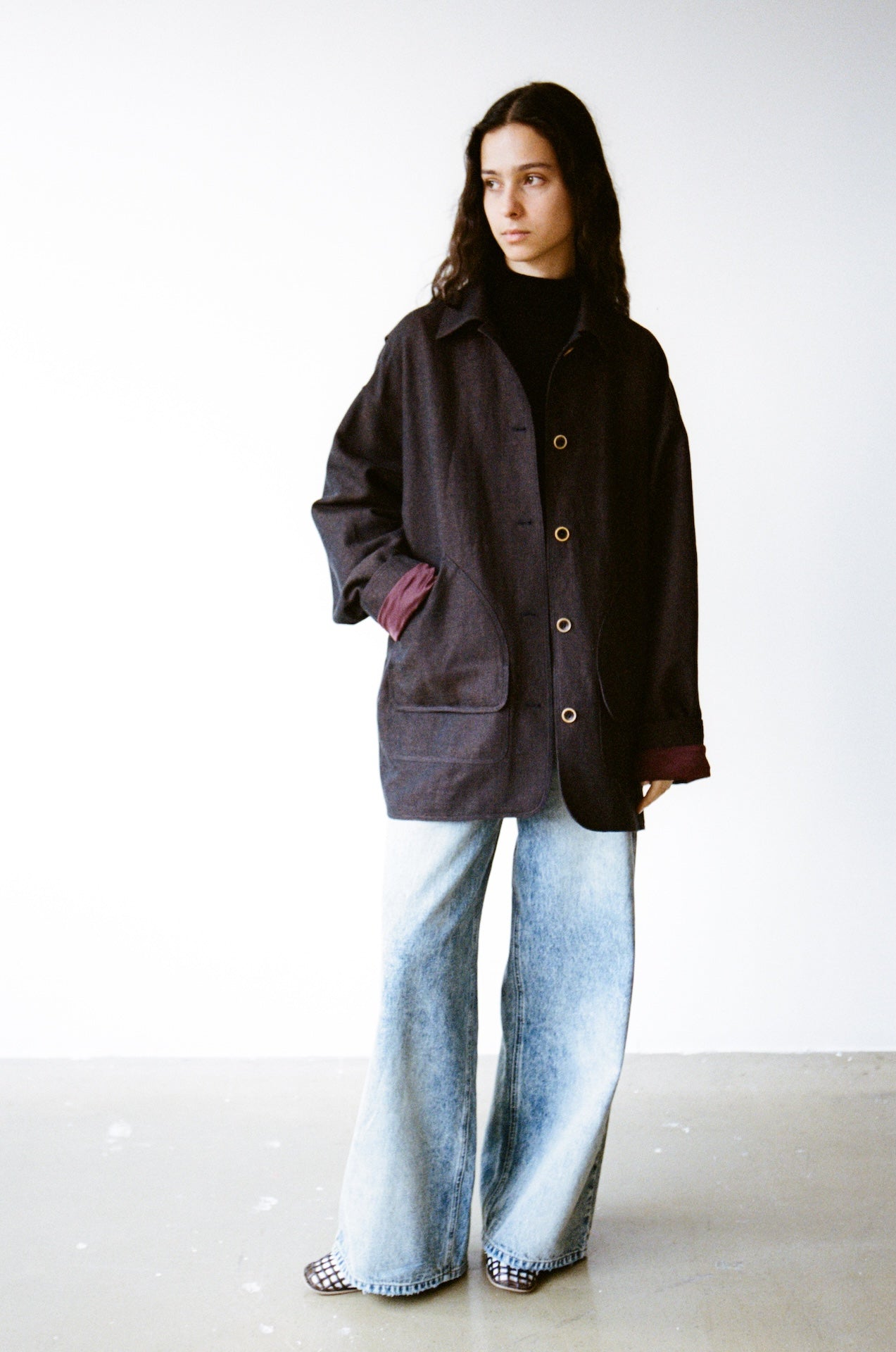 Drop-Shoulder Jacket with Contrast Lining