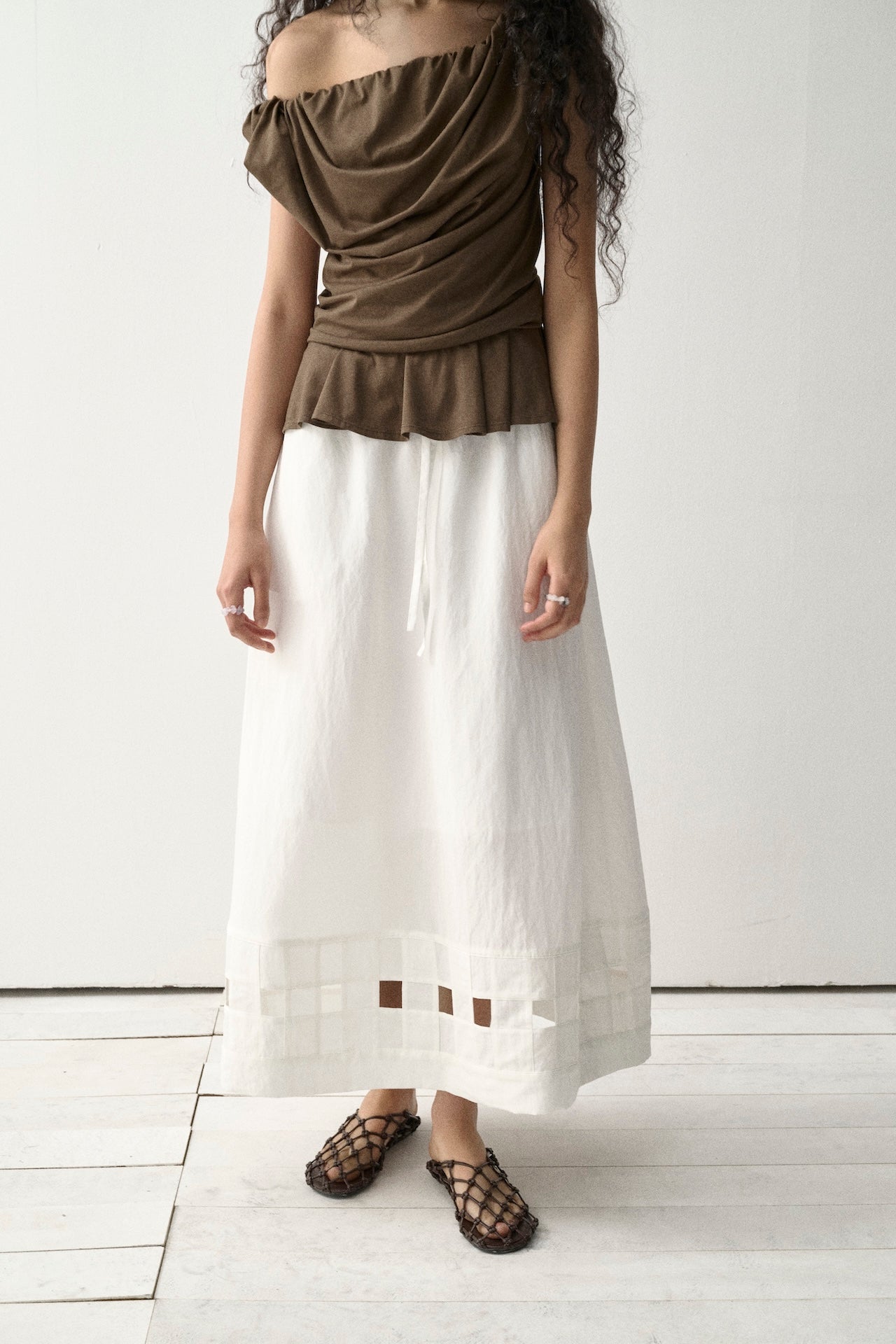 Handcrafted Open-Weave Midi Skirt