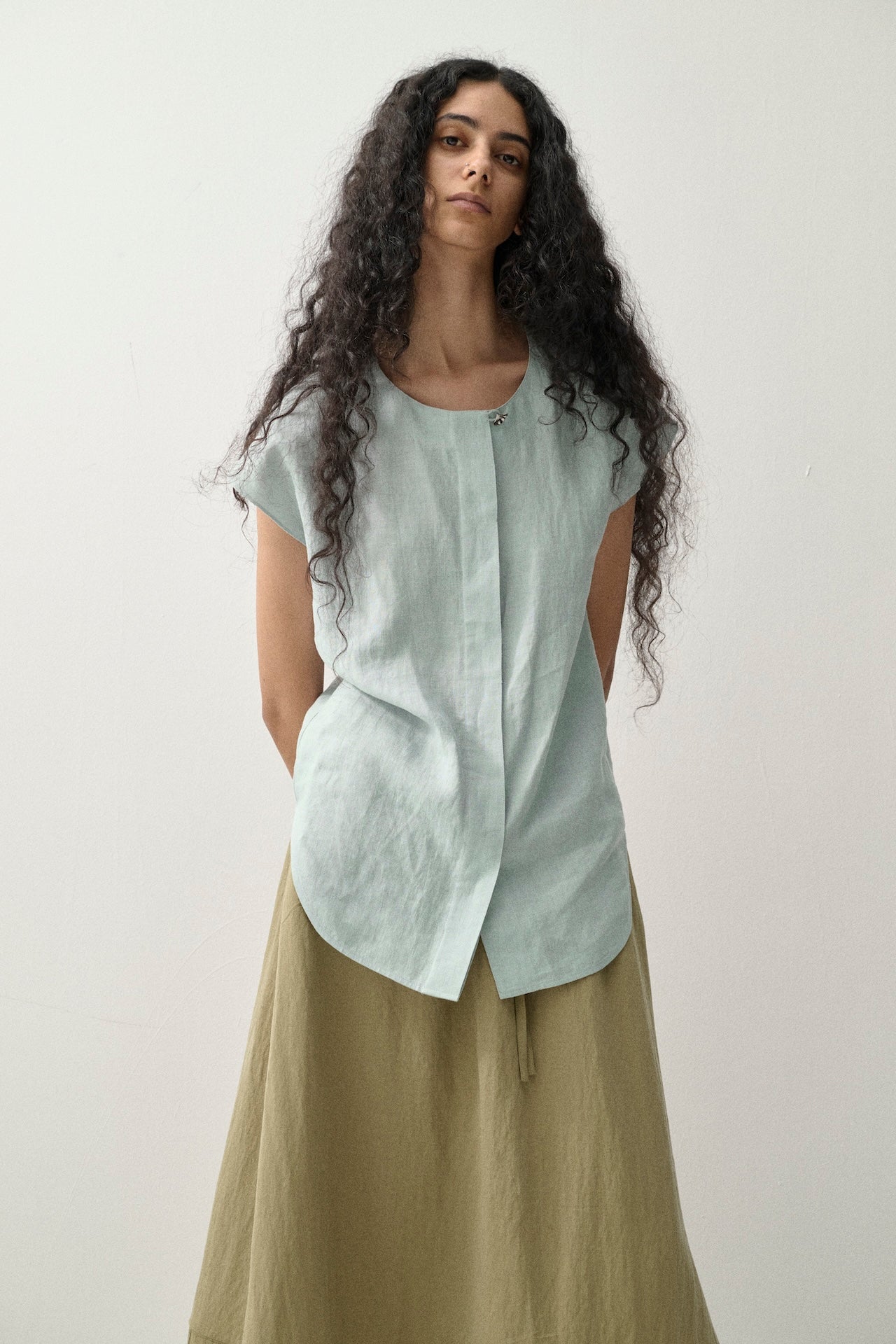 Round-Neck Dolman Sleeve Shirt