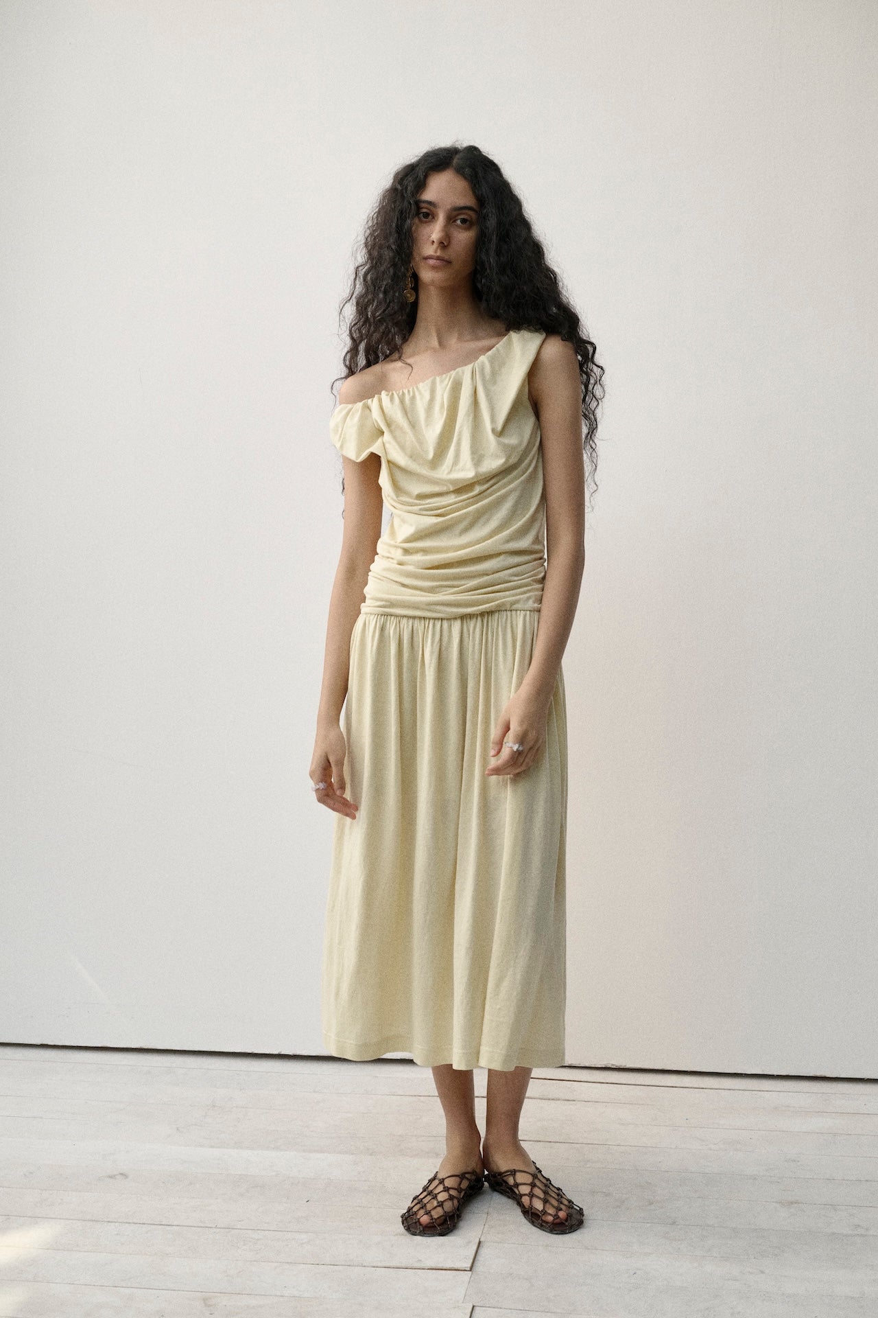 Draped Low-Waist Knit Dress