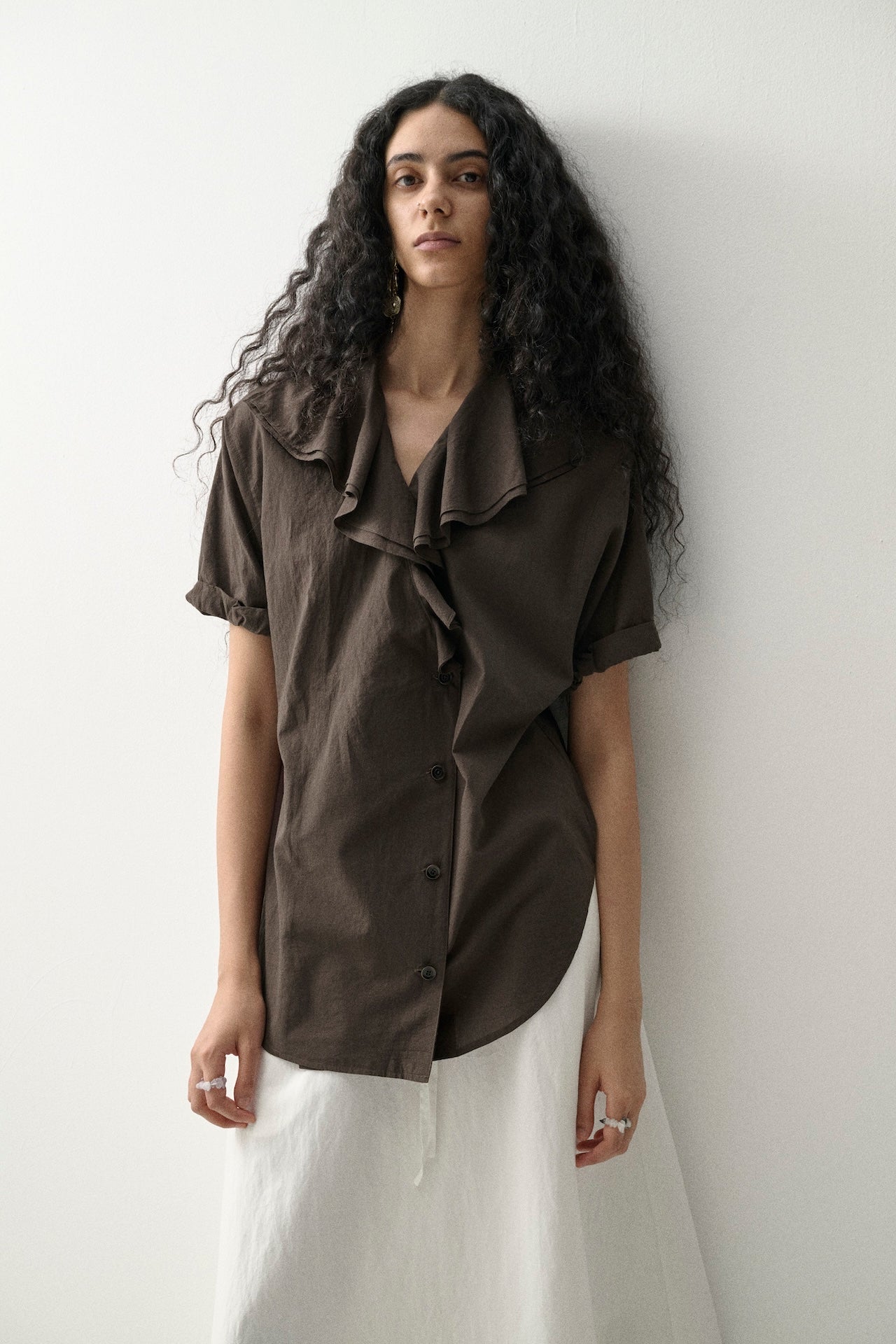 Double Ruffle Collar Shirt
