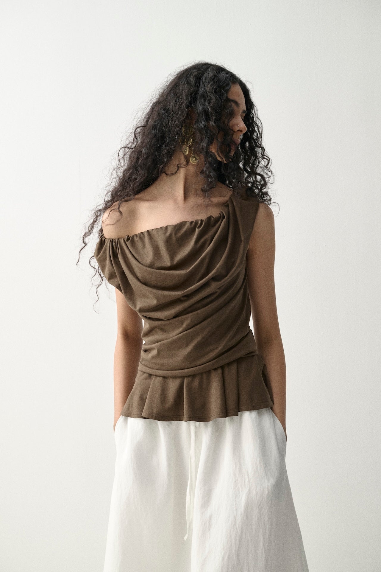 Draped Sleeveless Knit Top