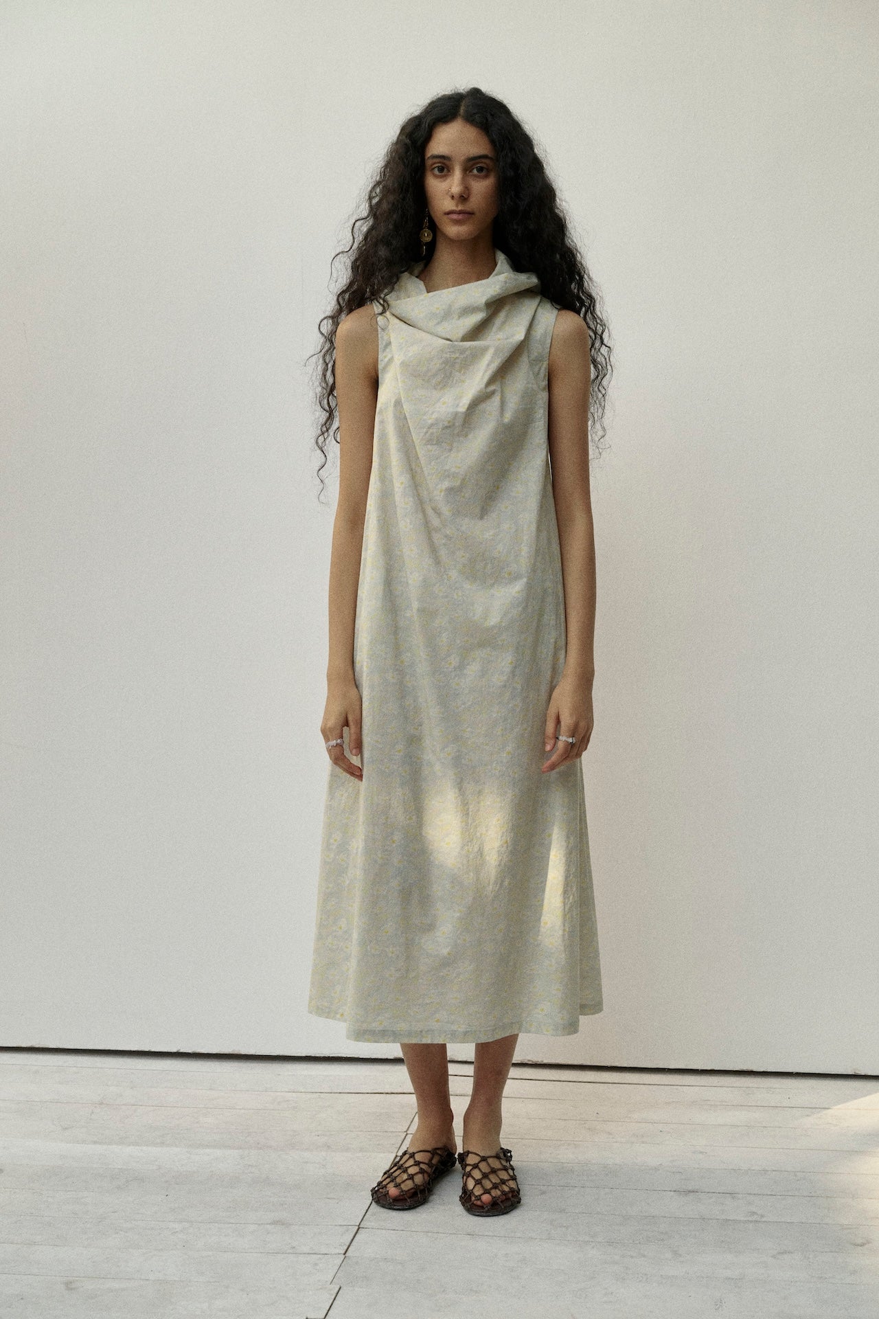 Draped Neck Sleeveless Dress