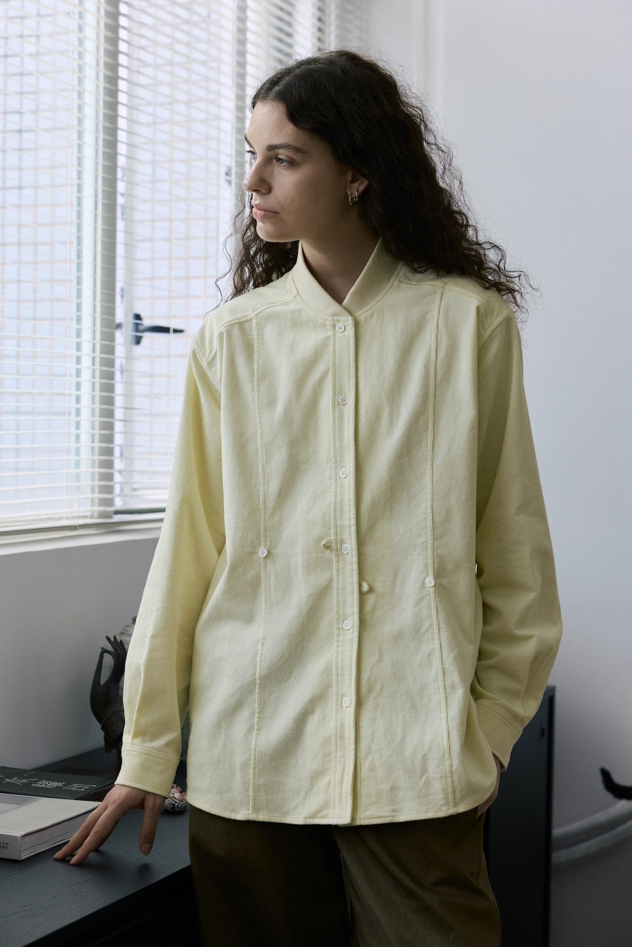 Stand-Collar Adjustable Asymmetric Vintage Shirt Jacket