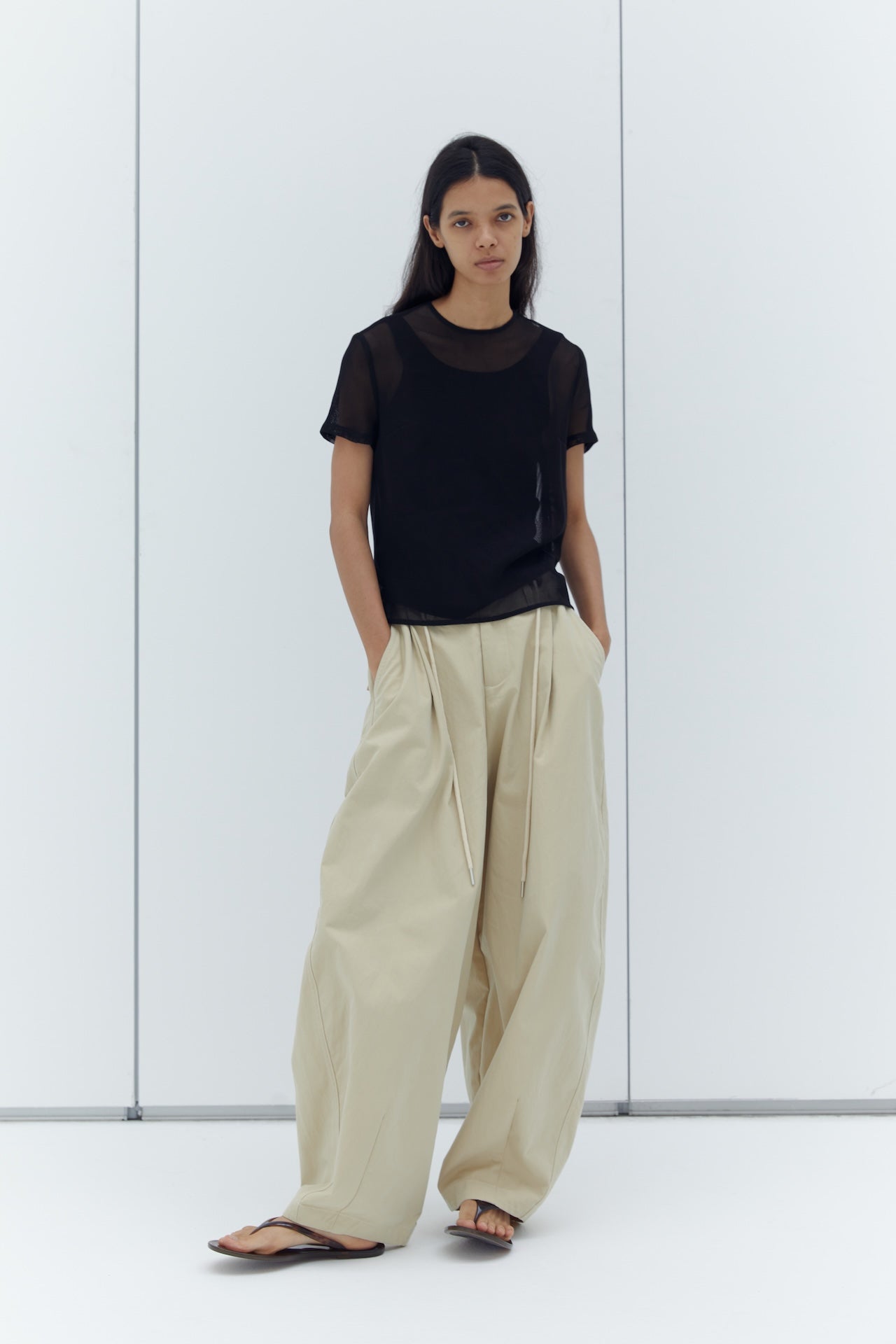Reversible Sheer Mesh Layering Short-Sleeve Top
