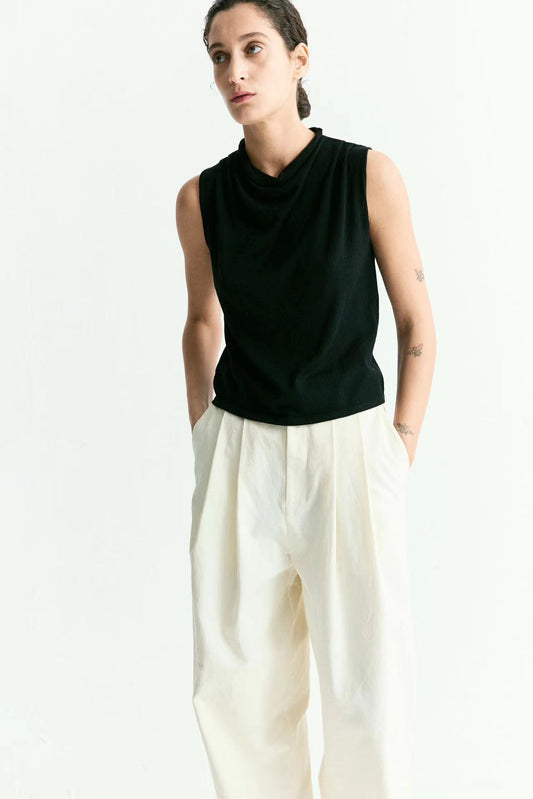 Round Neck Short Sleeve Knit Vest