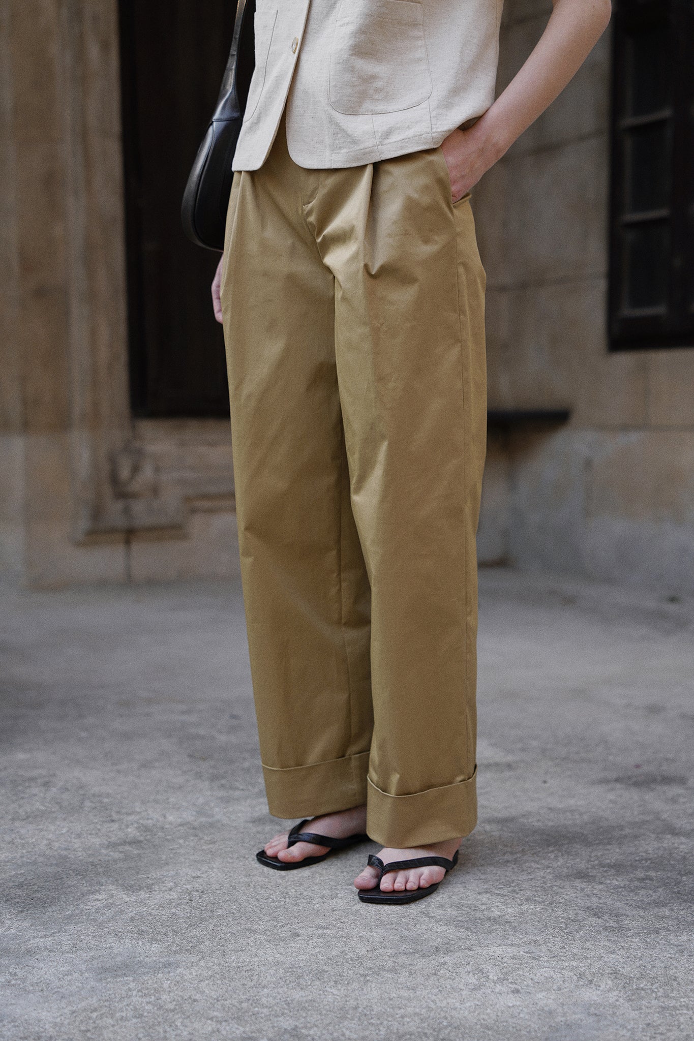 Bony Cotton Pleated Straight-leg Pants