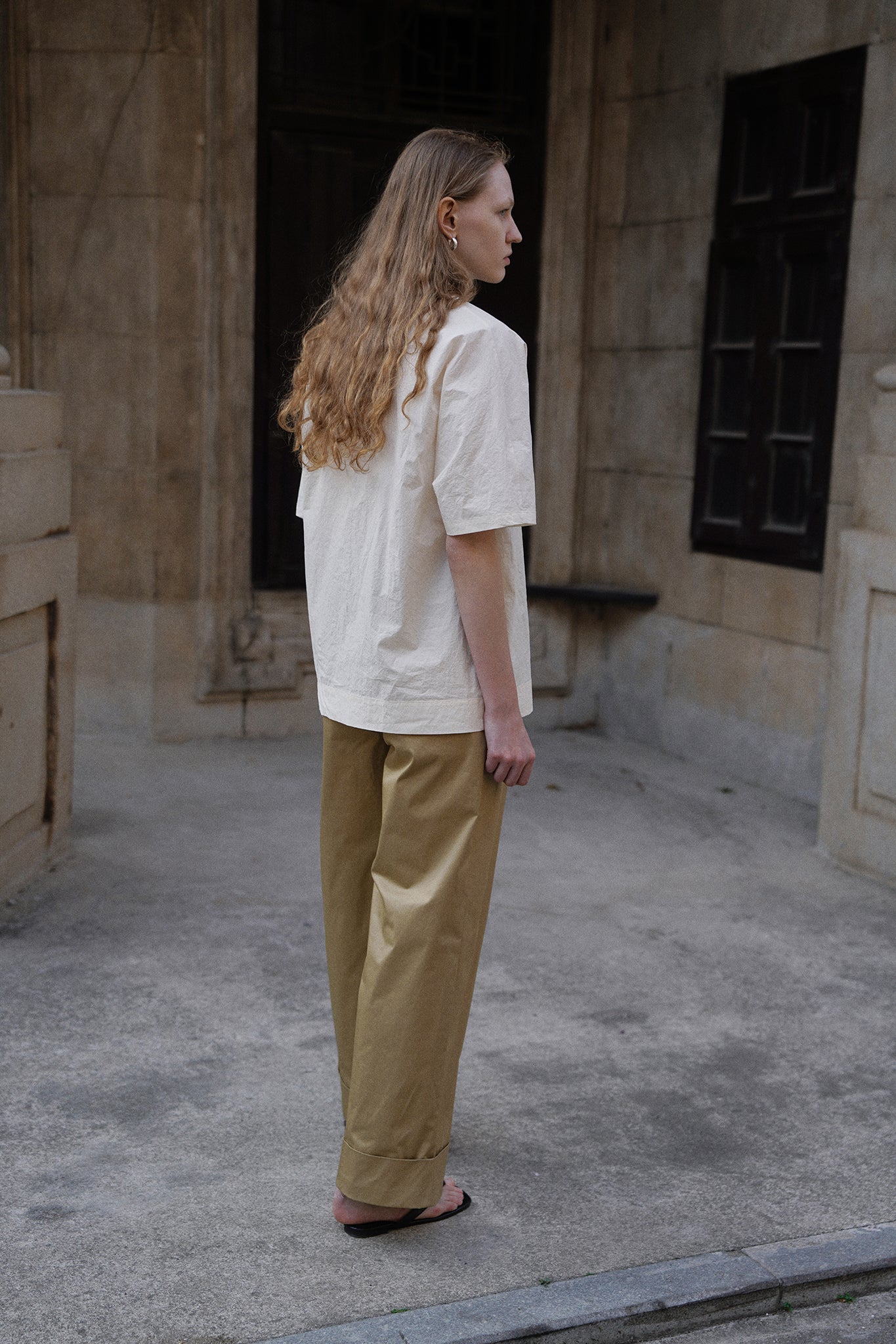 Bony Cotton Pleated Straight-leg Pants