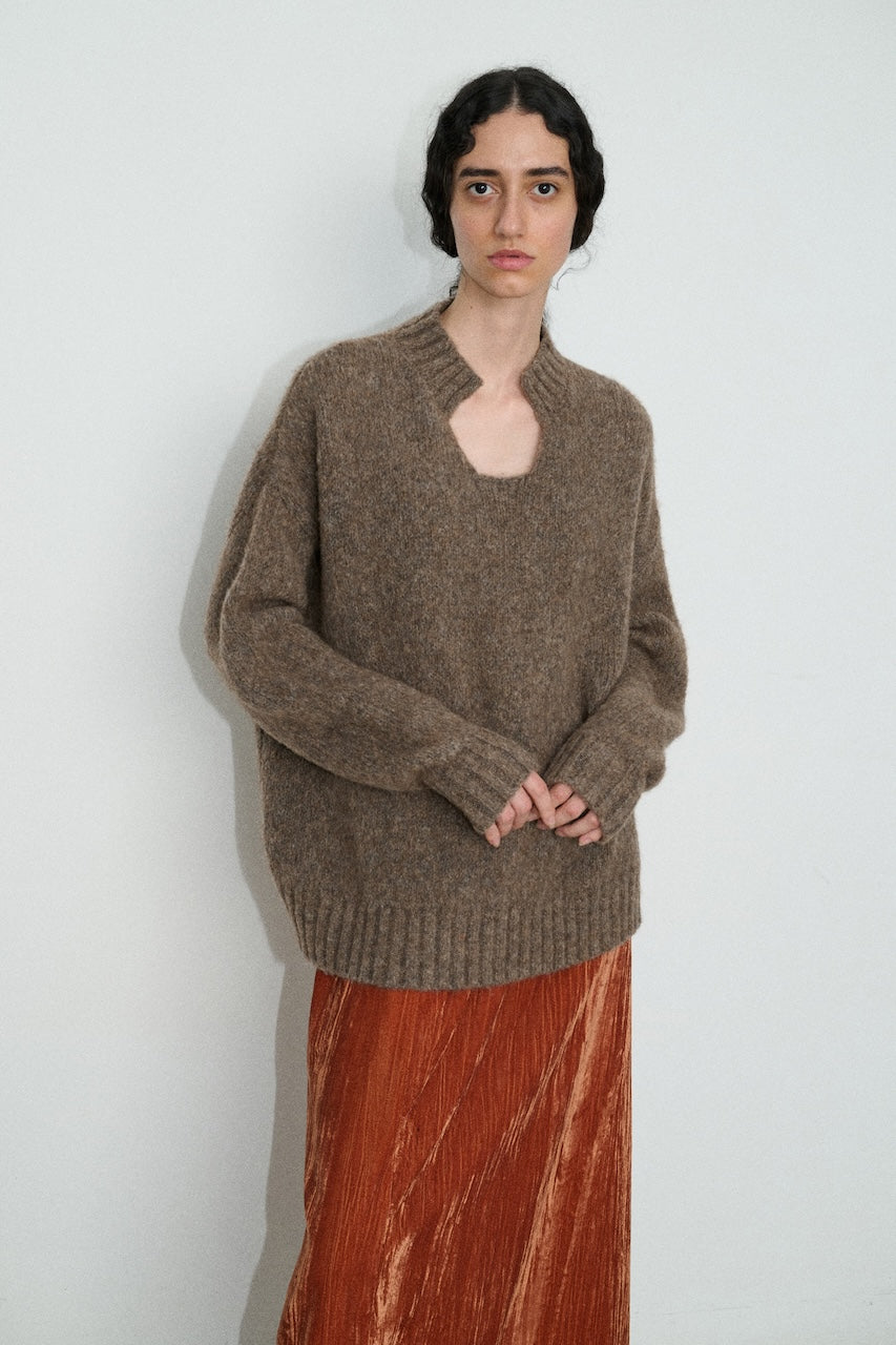 8-Shaped Half-Round Neck Loose Sweater