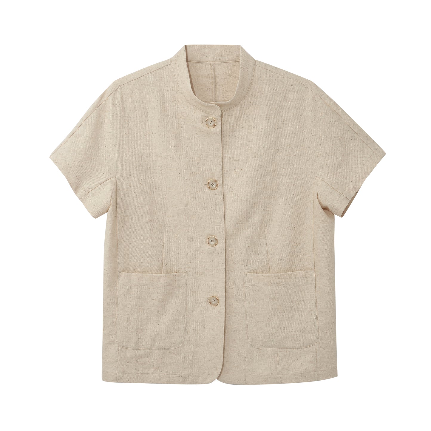 Linen&Cotton Blend Short-sleeved Shirt