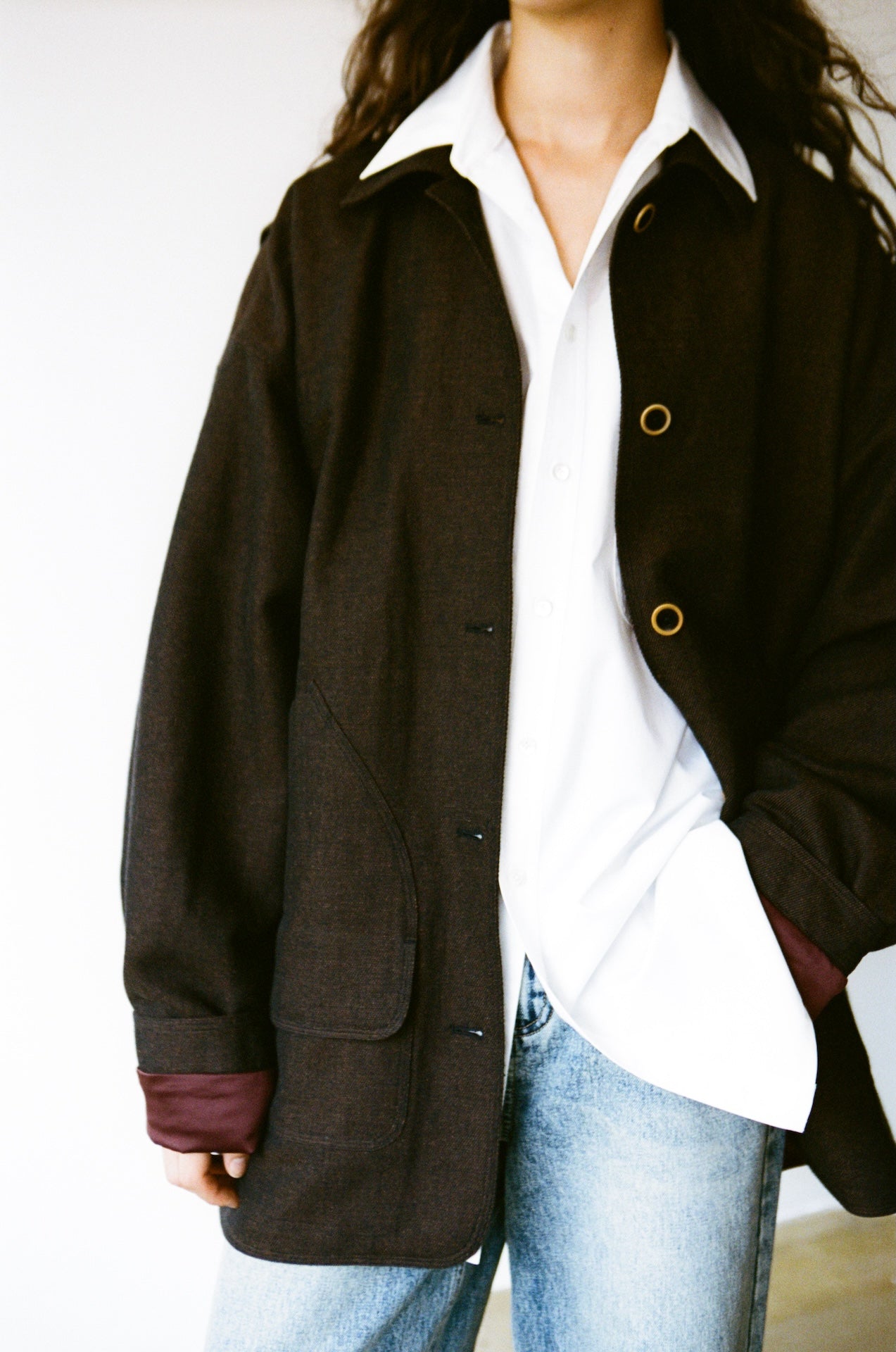 Drop-Shoulder Jacket with Contrast Lining