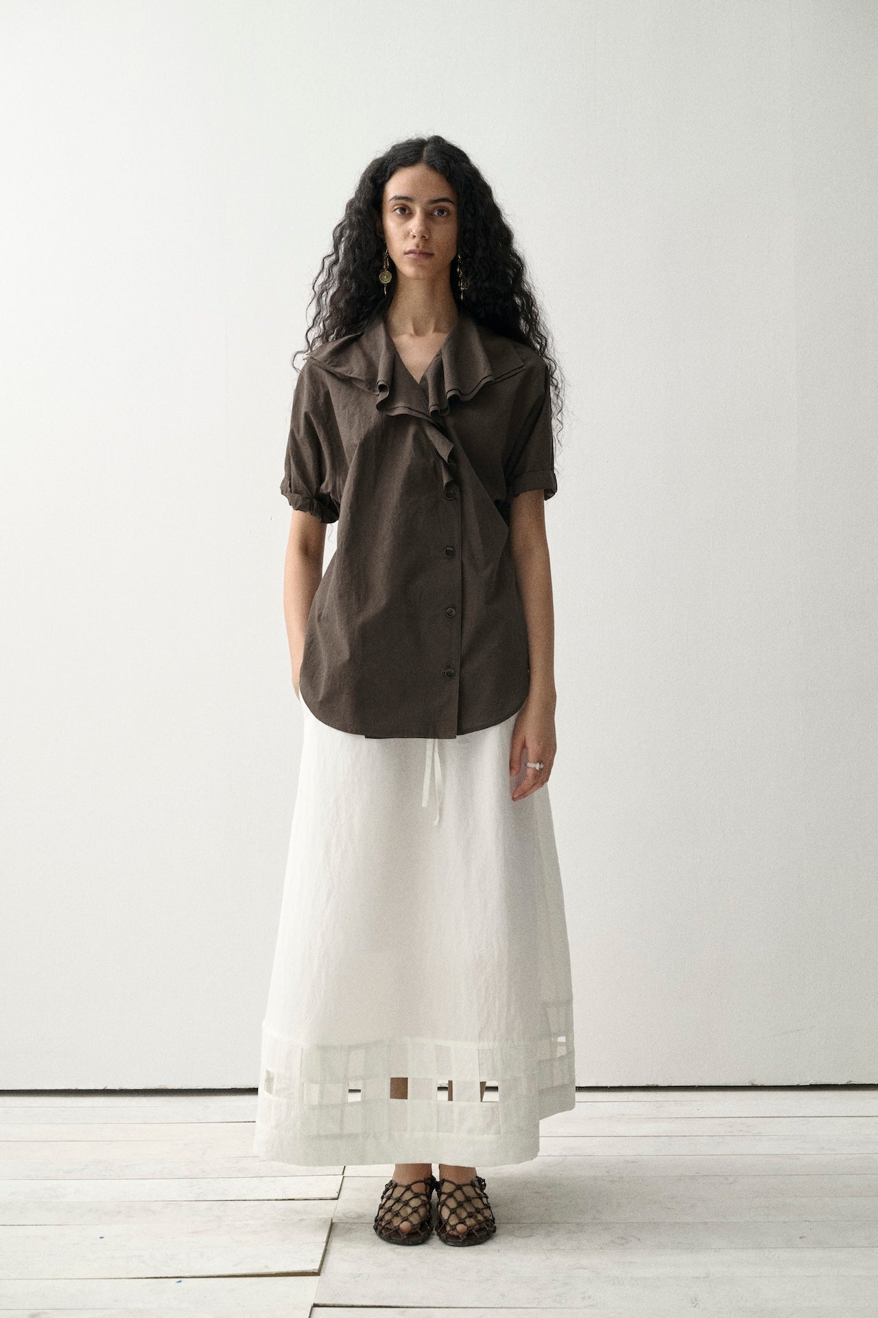 Handcrafted Open-Weave Midi Skirt