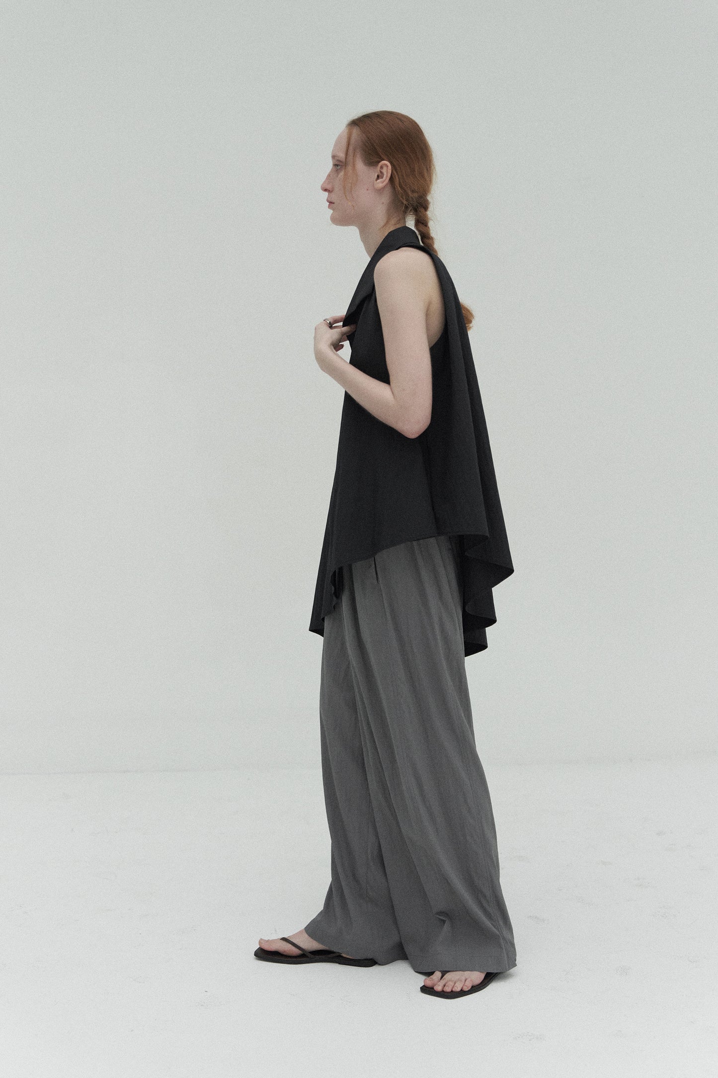 Regenerated Fiber Waist Pleated Wide Leg Pants (PRE-ORDER)