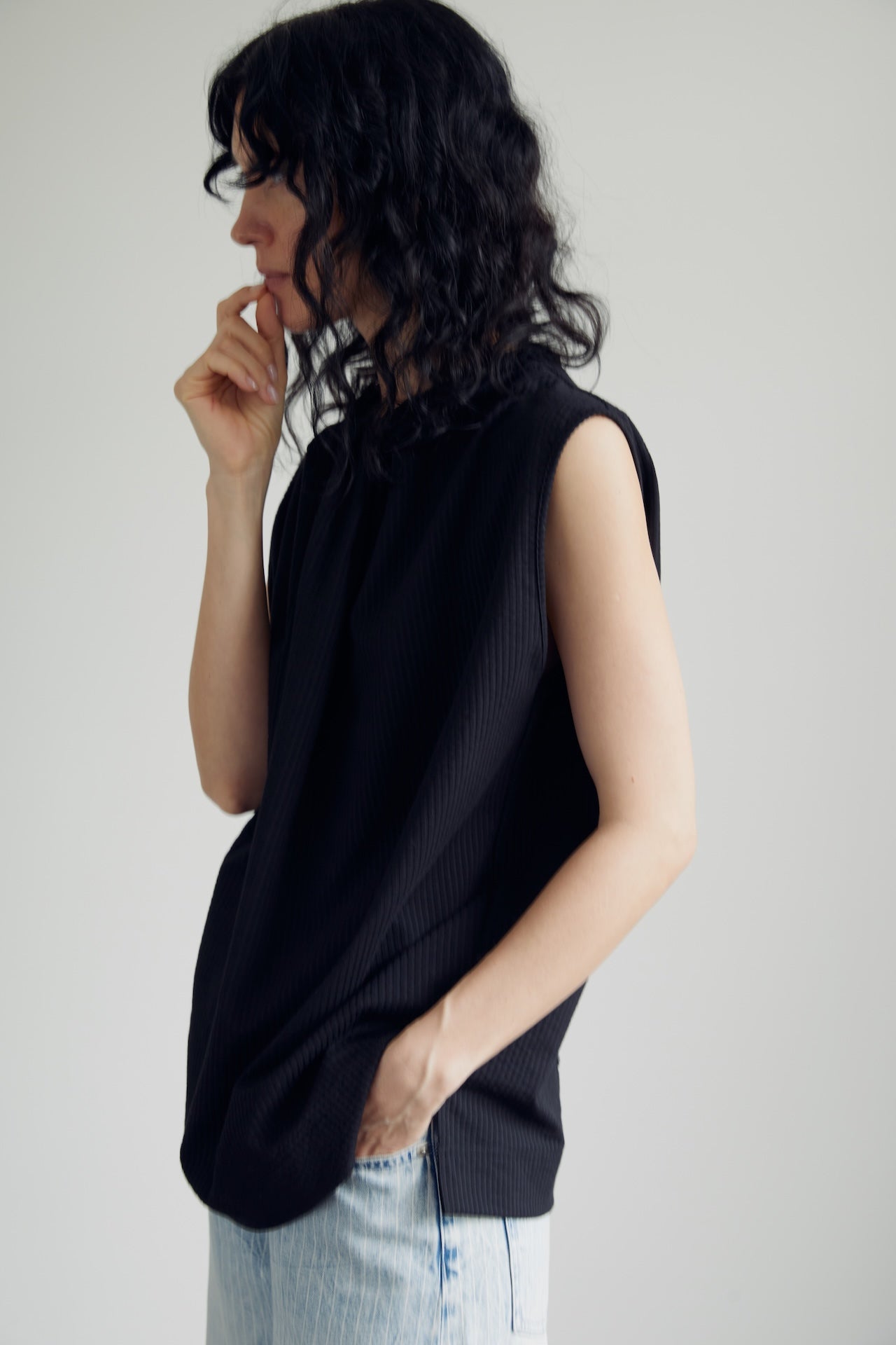 Textured sleeveless top