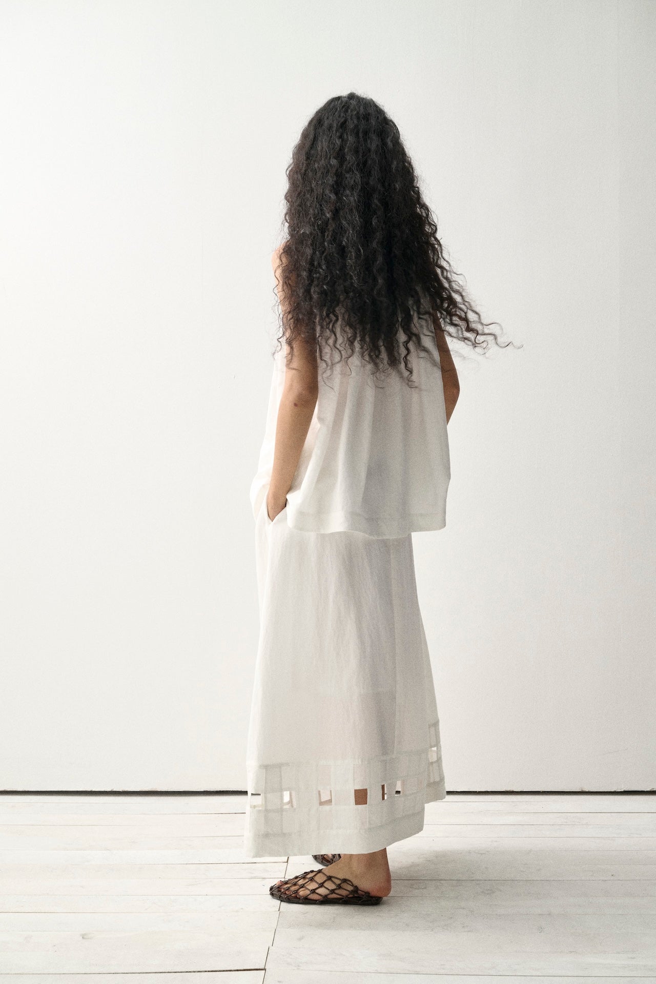 Handcrafted Open-Weave Midi Skirt