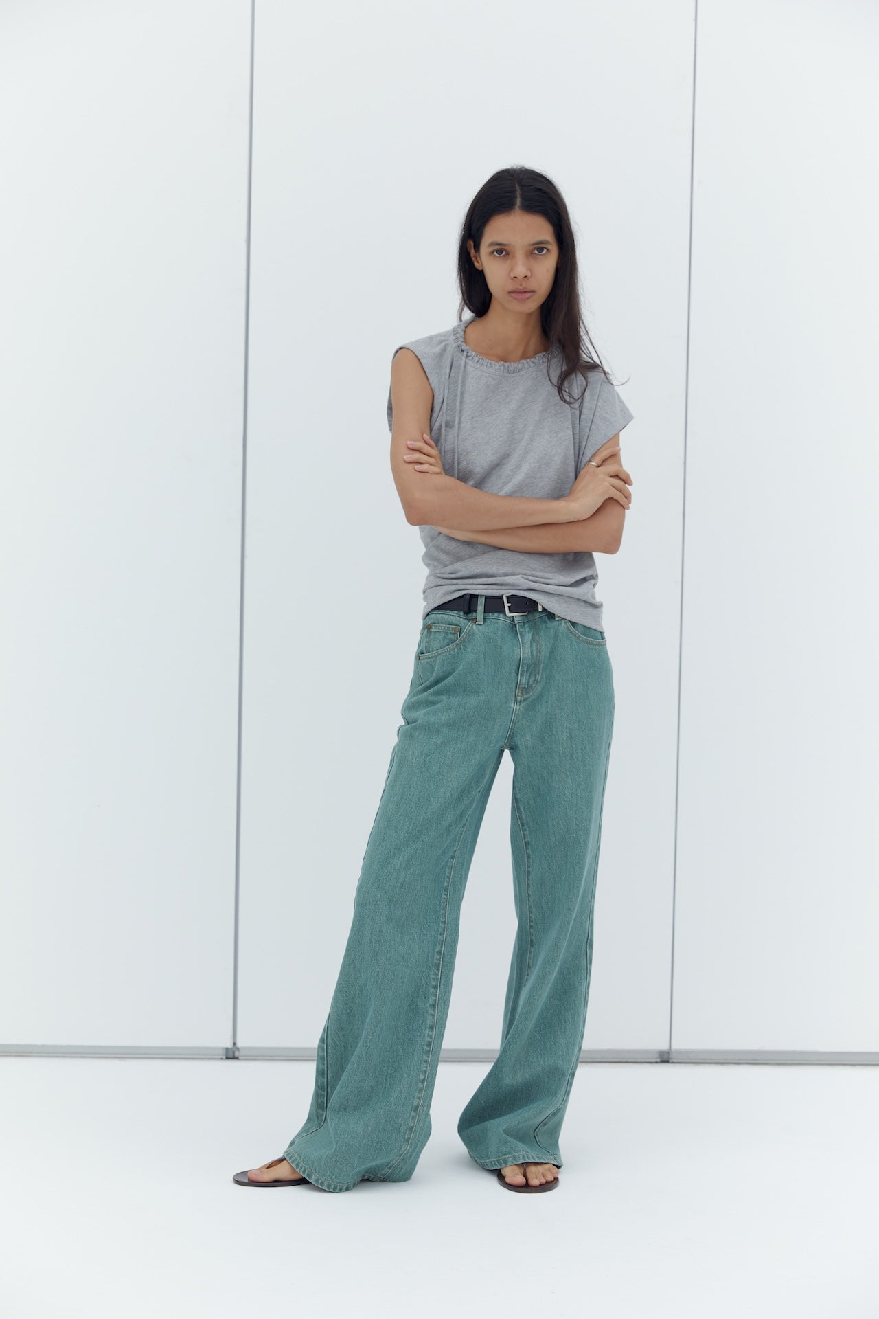 Relaxed flared denim pants