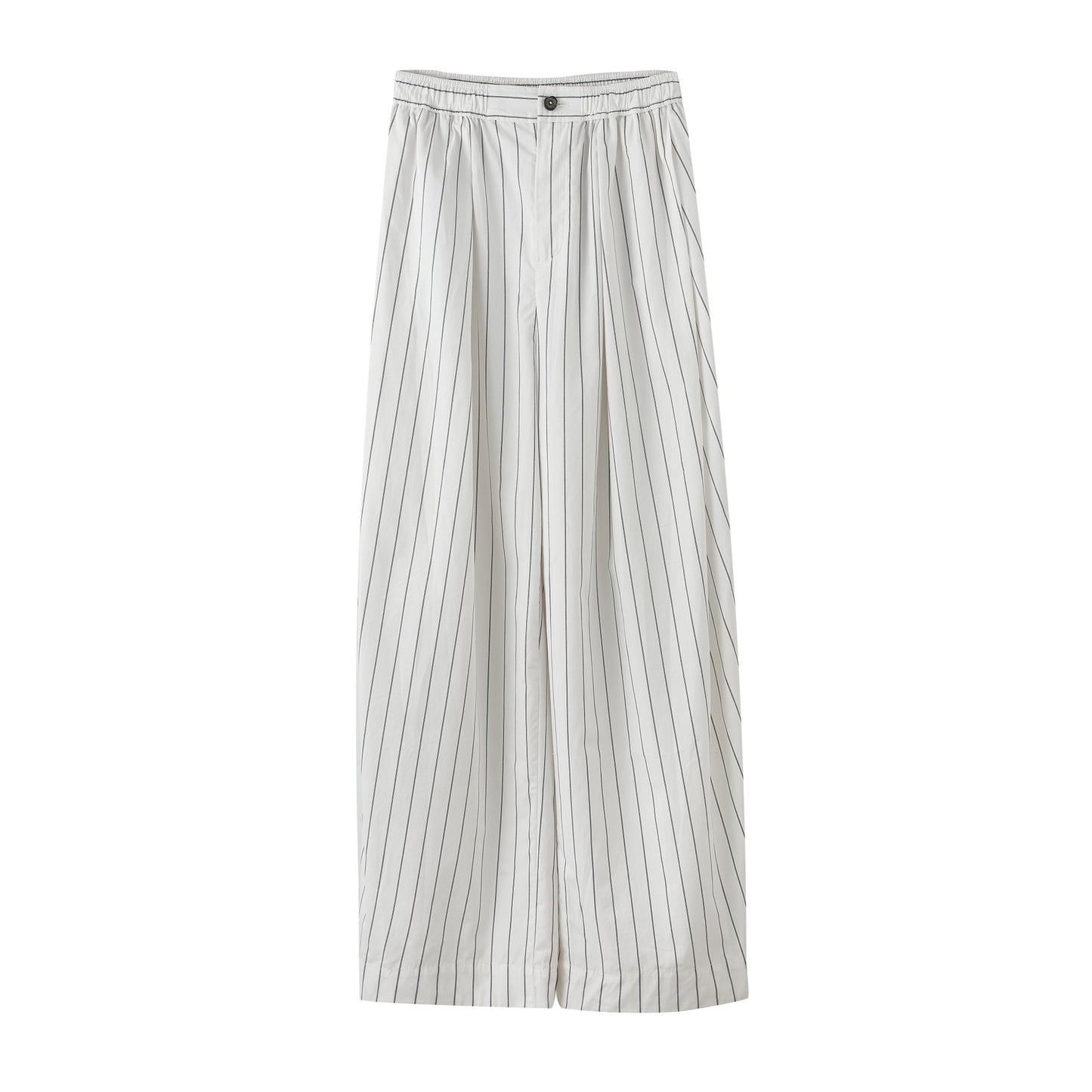 Linen&Cotton Blended Black Striped Wide-leg Pants (PRE-ORDER)