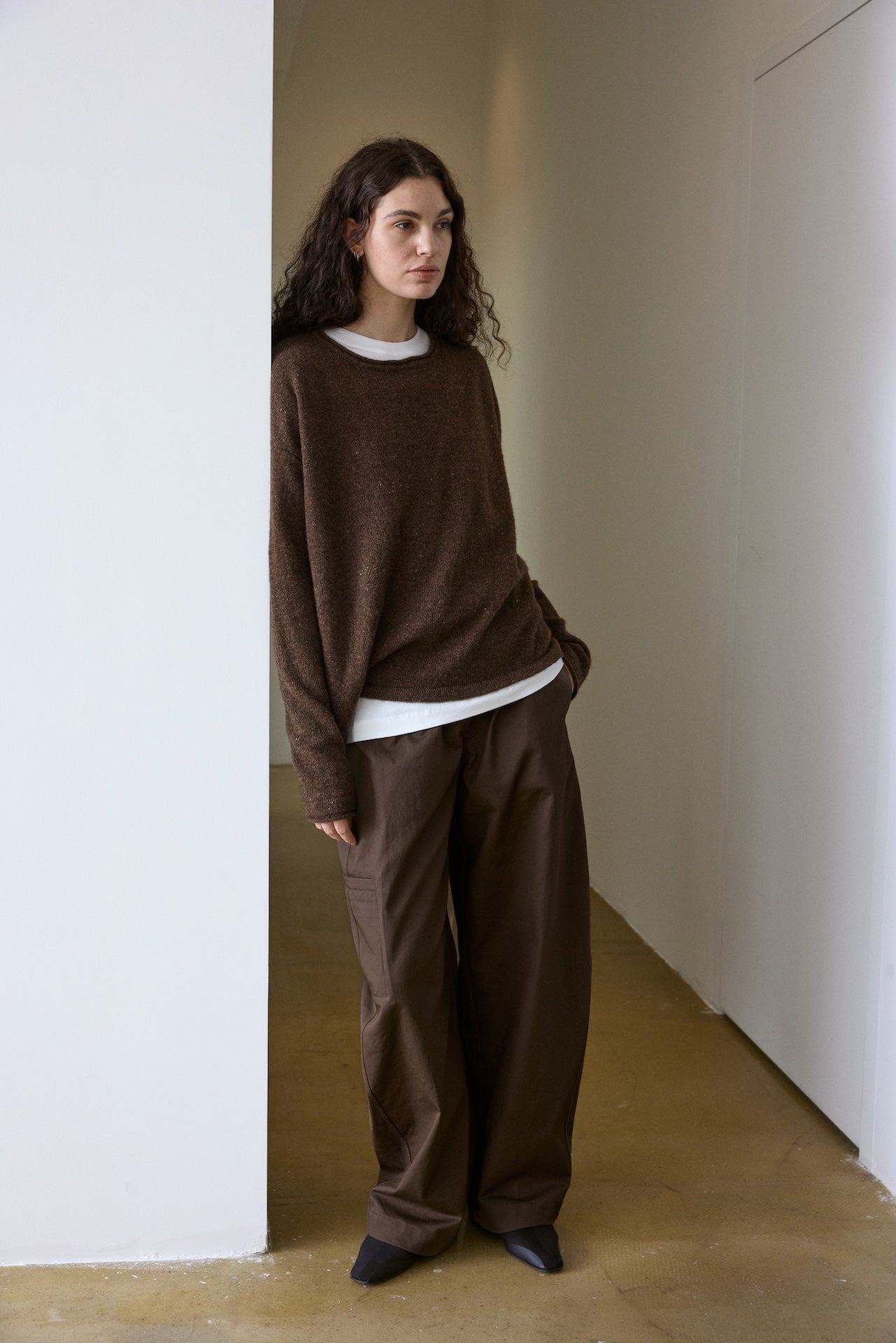 Asymmetric-Hem Layered-Effect Sweater