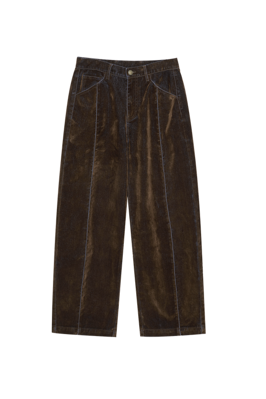 Original Cotton-Blend Flocked Denim Drawstring Straight-Leg Pants