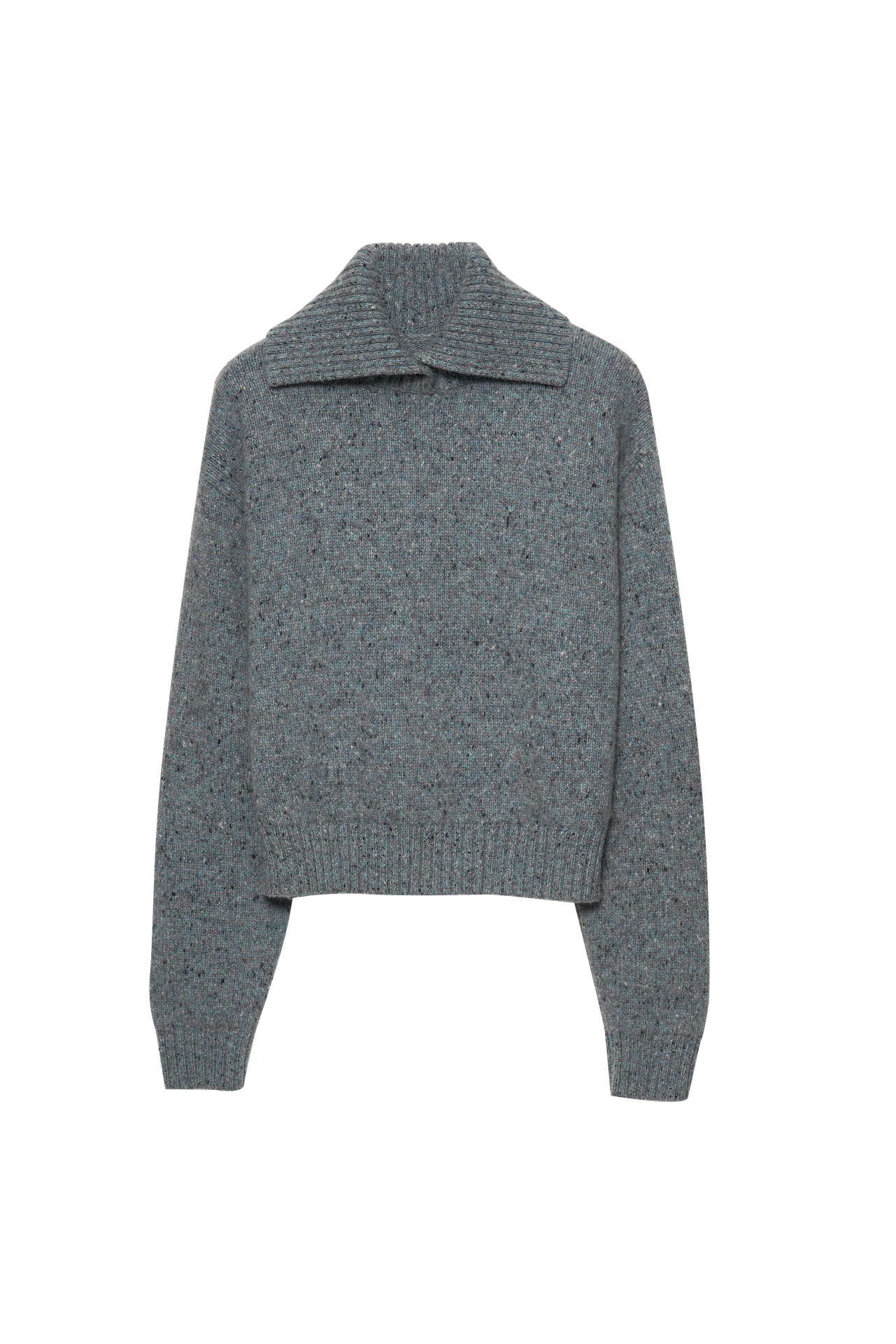 Extra-Fine Merino Wool & Alpaca Blend Oversized Fold-Collar Knit Sweater