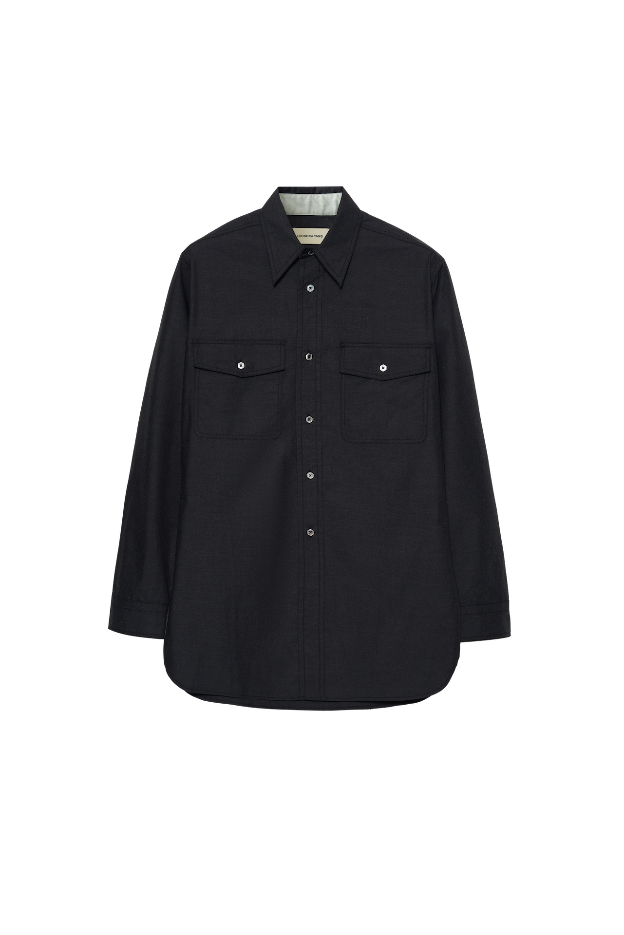 Cotton-Blend Utility Pocket Cinched-Waist Long-Sleeve Shirt