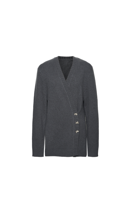 Asymmetric Front Relaxed Cardigan Sweater
