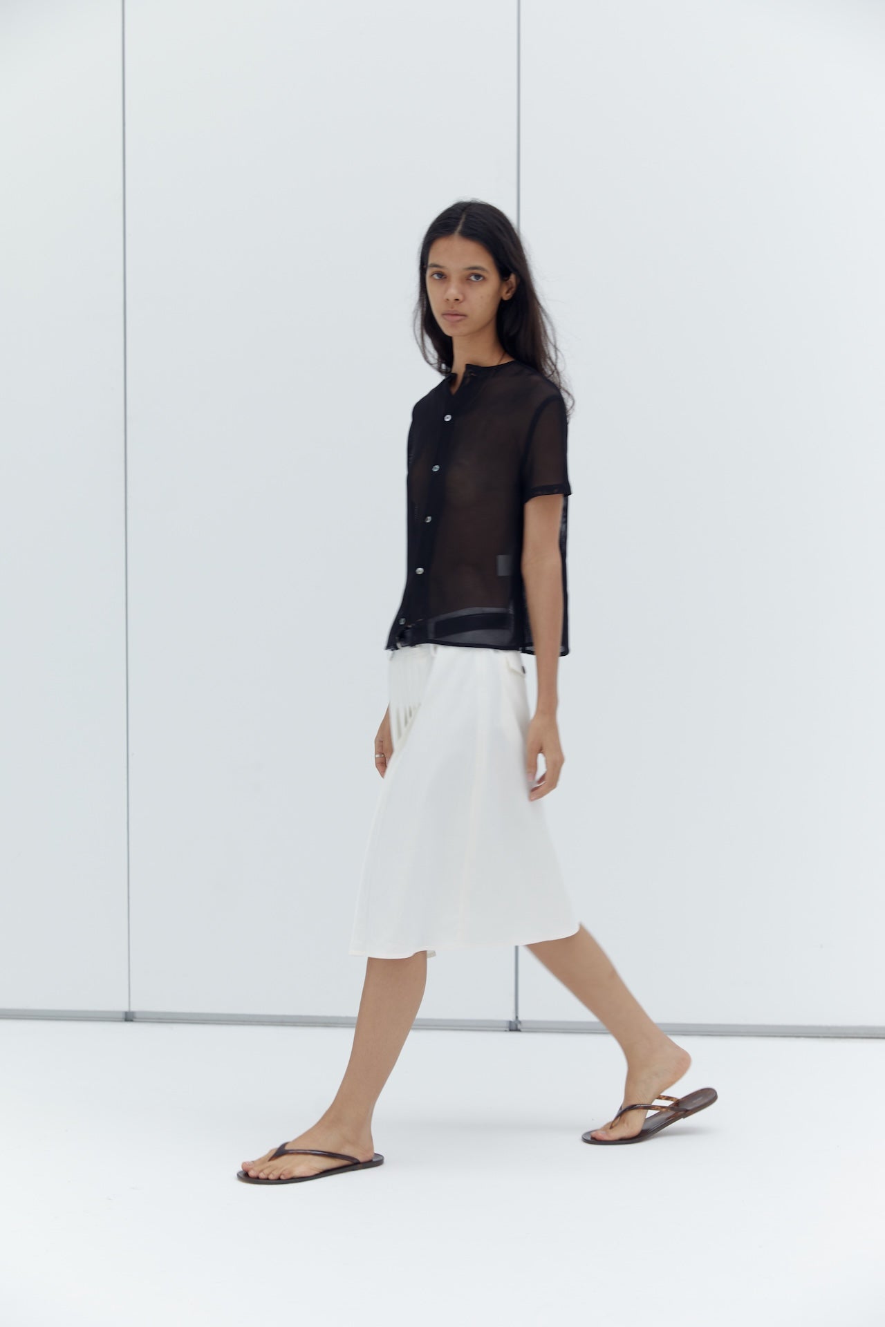 Reversible Sheer Mesh Layering Short-Sleeve Top