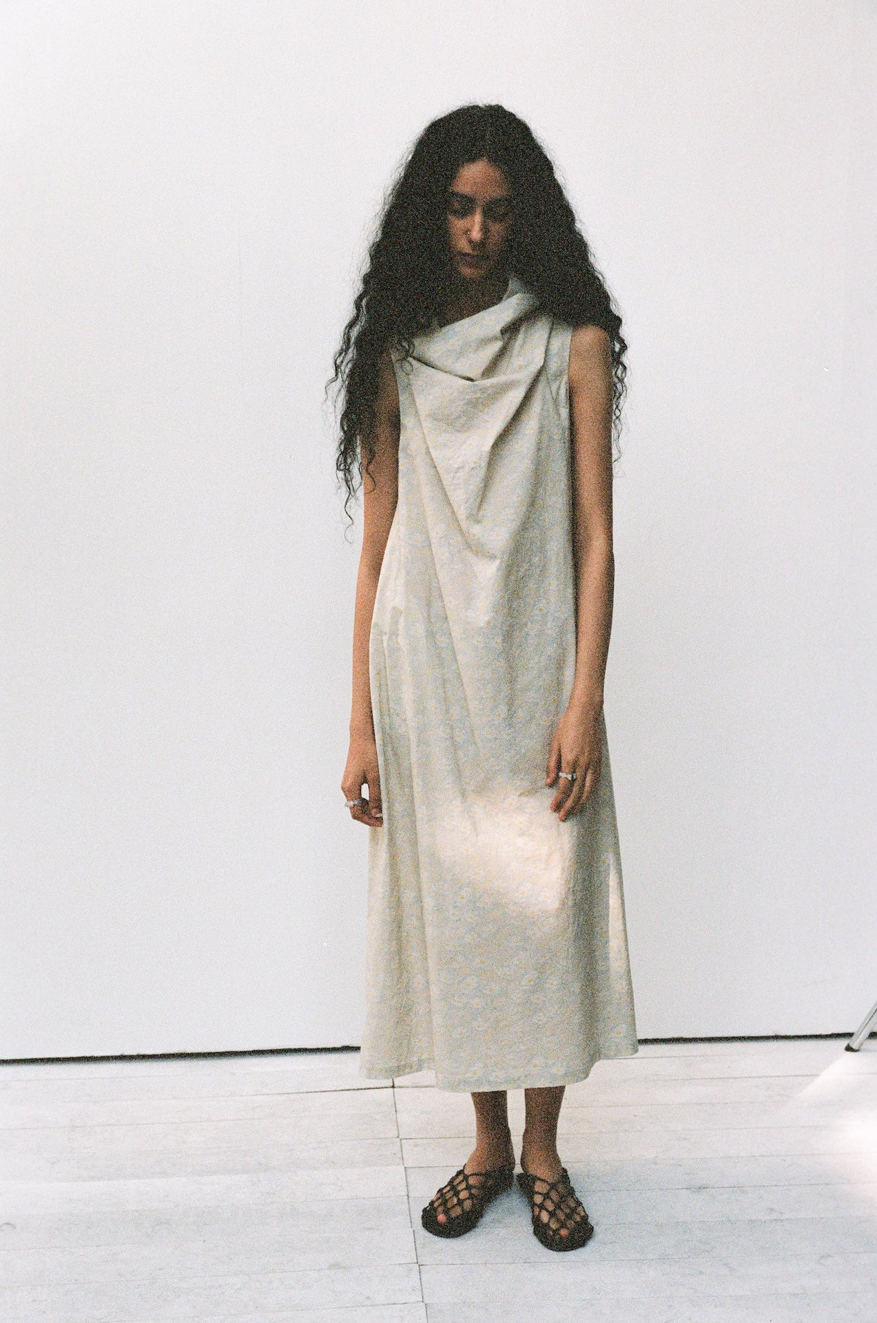 Draped Neck Sleeveless Dress
