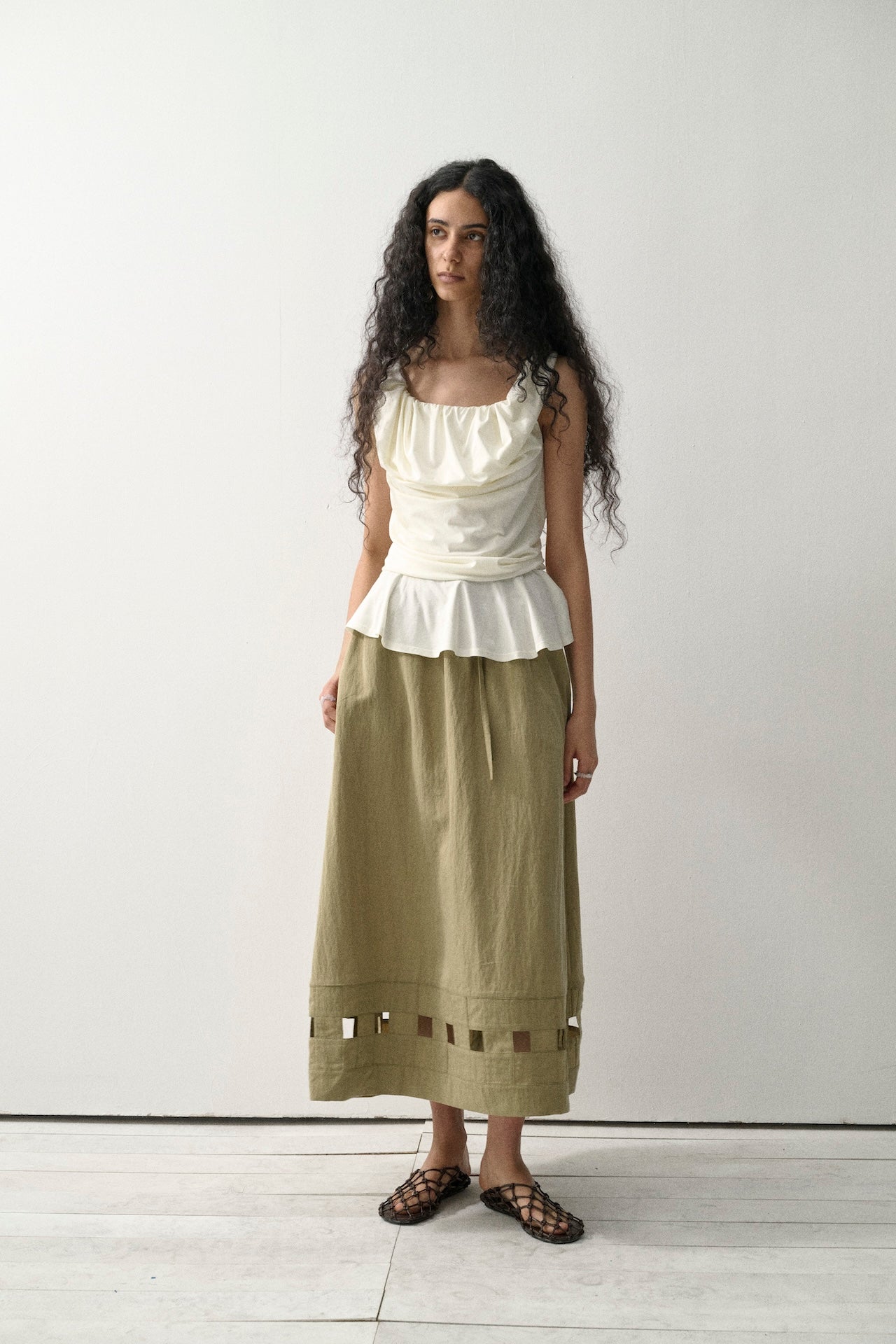 Handcrafted Open-Weave Midi Skirt