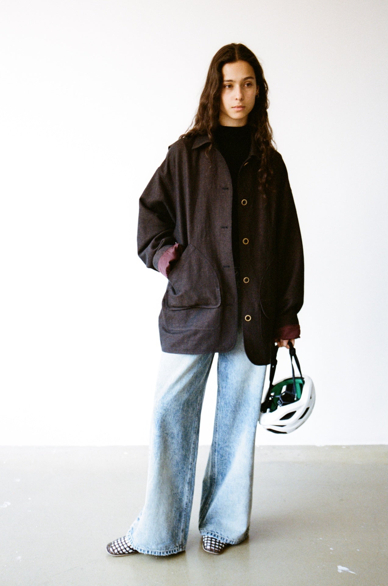 Drop-Shoulder Jacket with Contrast Lining