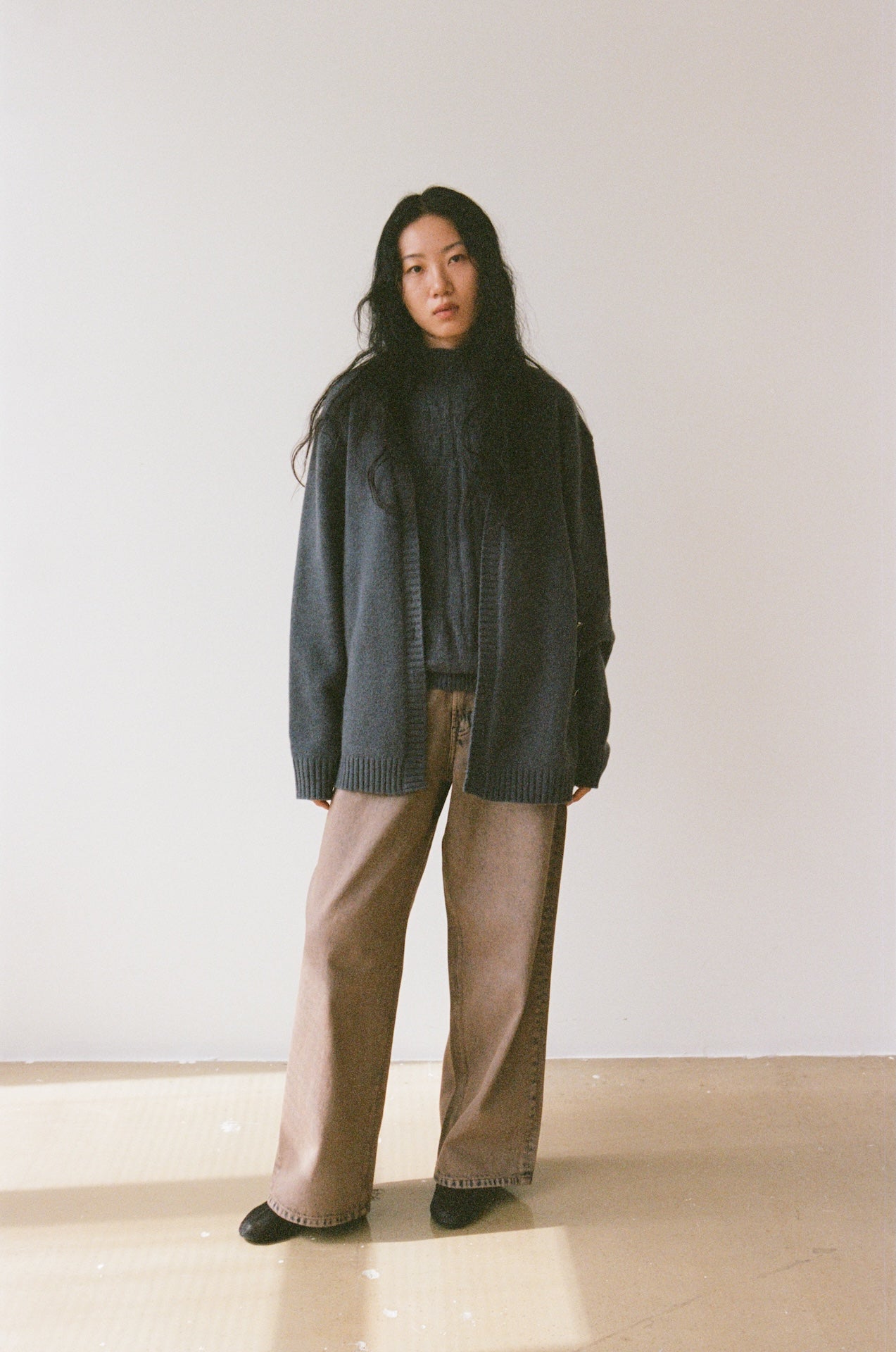 Asymmetric Front Relaxed Cardigan Sweater