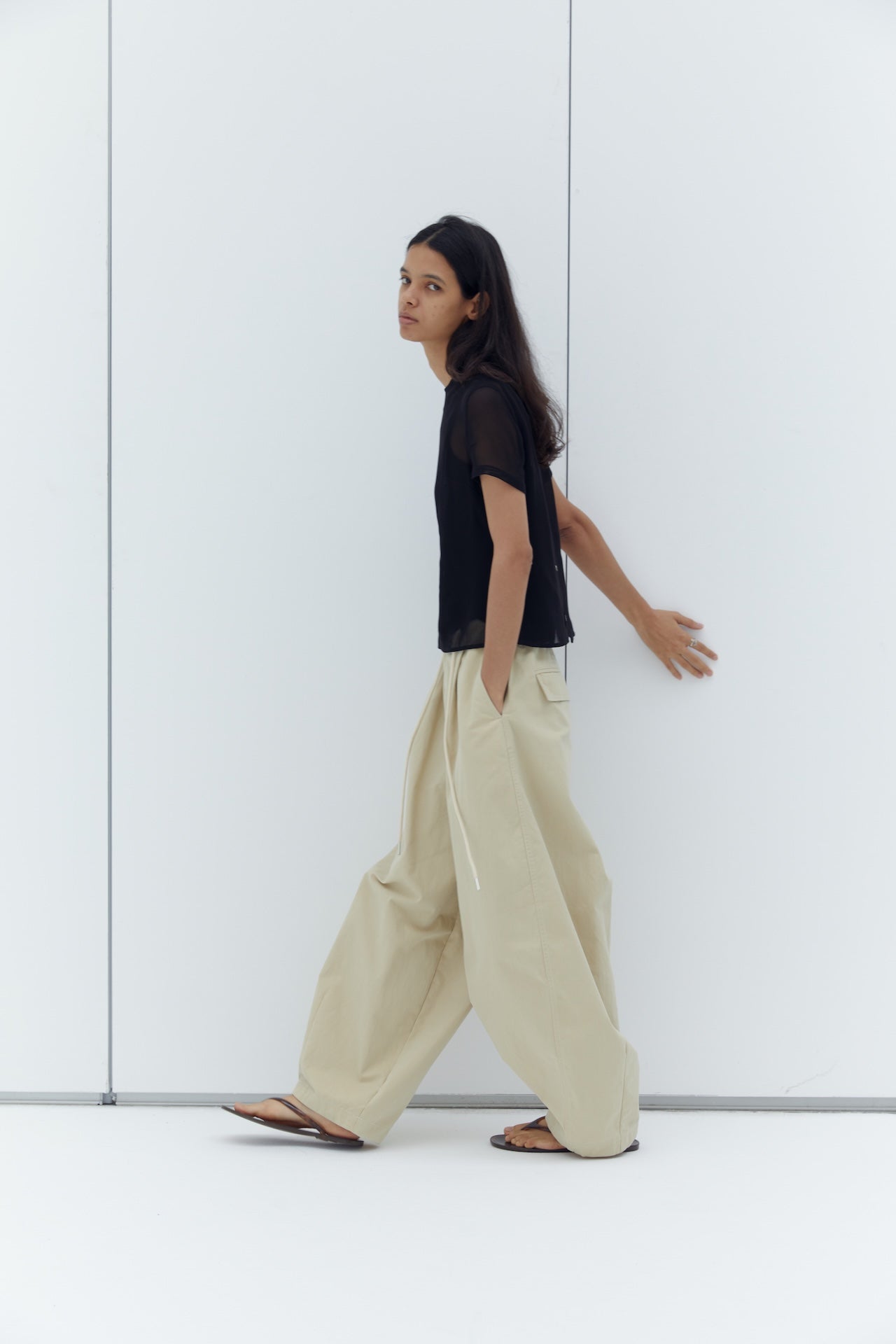 Reversible Sheer Mesh Layering Short-Sleeve Top