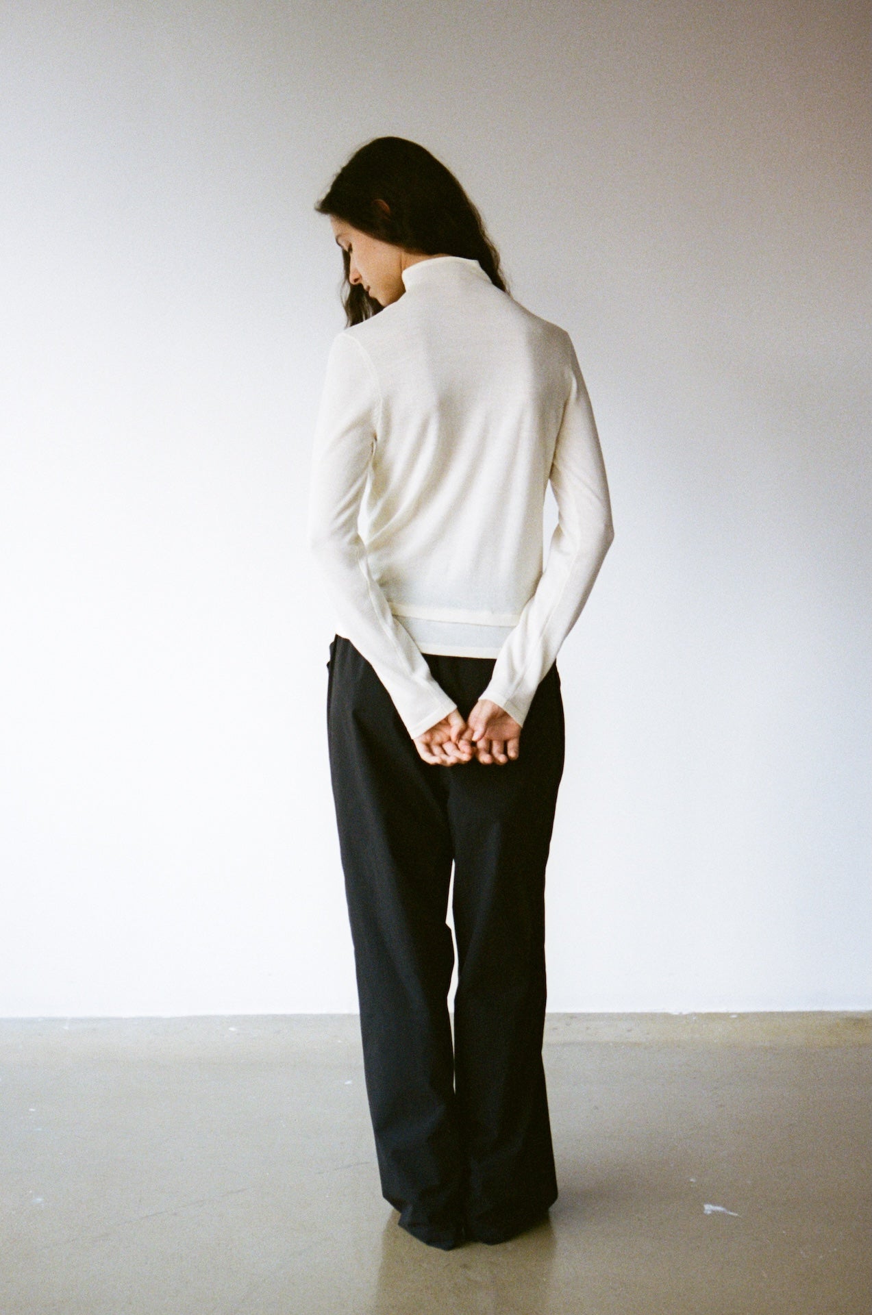 Mock Two-Piece High-Neck Knitted Top