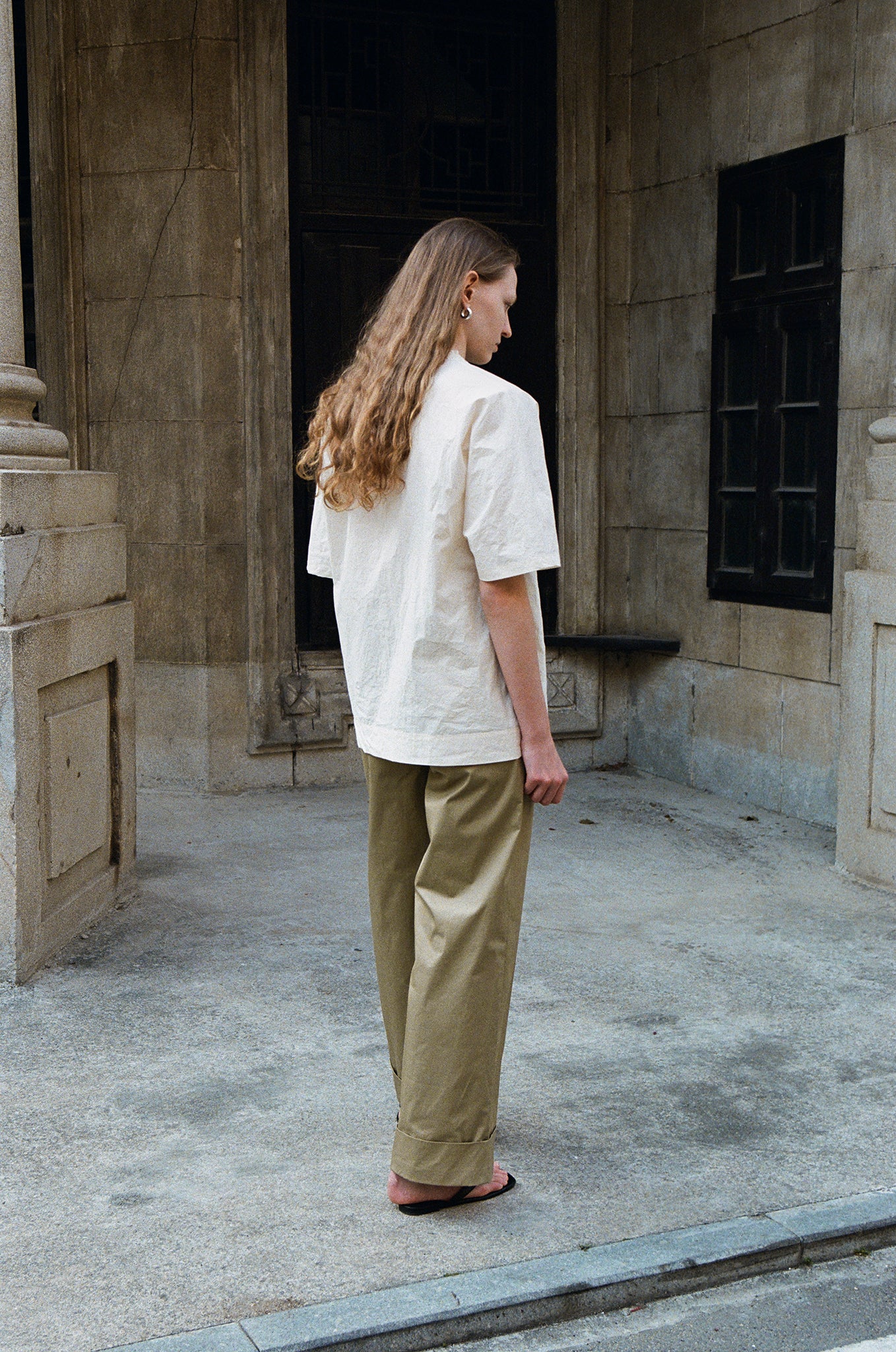 Bony Cotton Pleated Straight-leg Pants