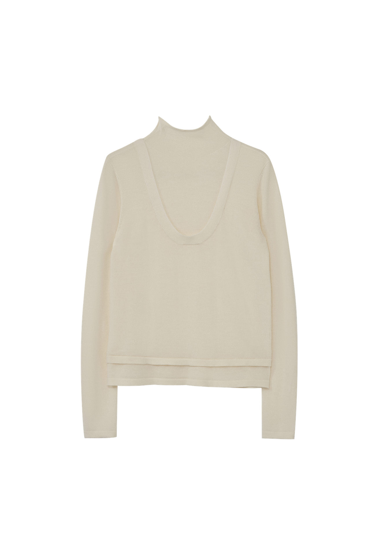 Mock Two-Piece High-Neck Knitted Top