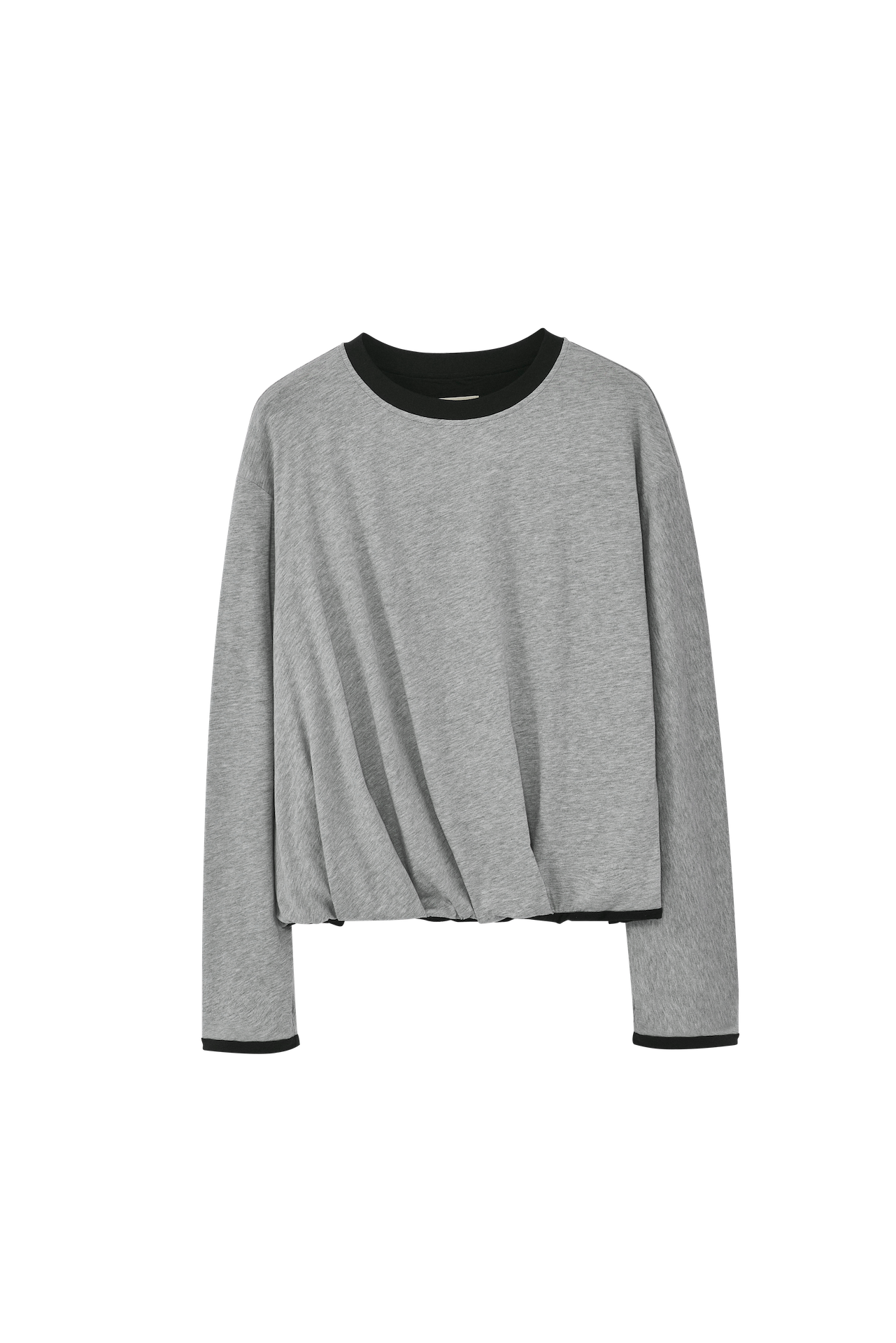 Reversible Double-Layer Contrast Knit Long-Sleeve Tee