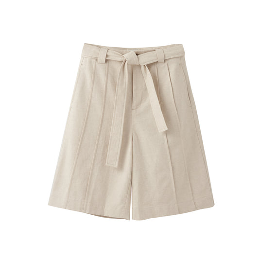 Linen&Cotton-blend Pleated Shorts (PRE-ORDER)