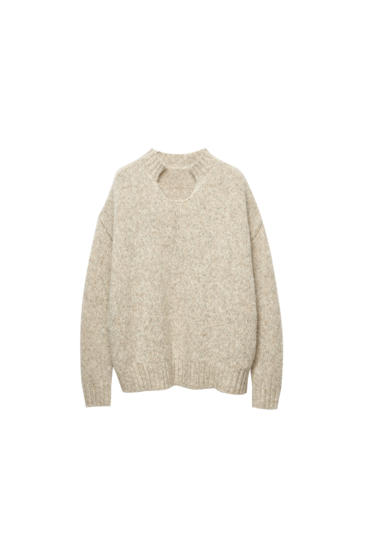 8-Shaped Half-Round Neck Loose Sweater