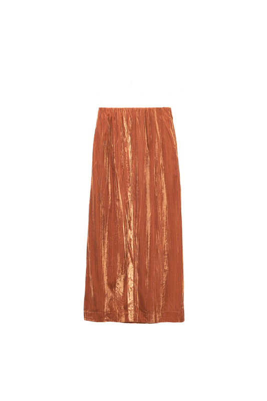 Velvet Straight-Cut Midi Skirt